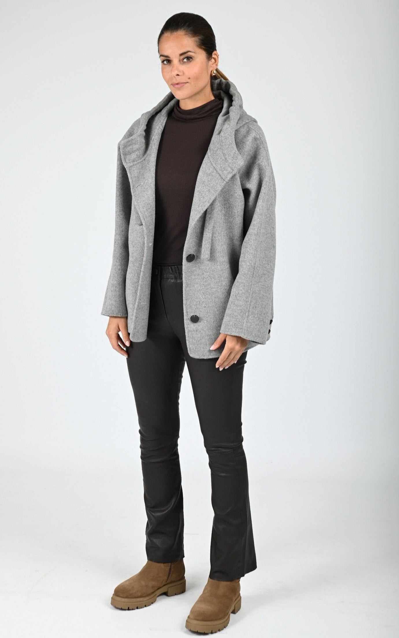 Veste à capuche laine Akita gris