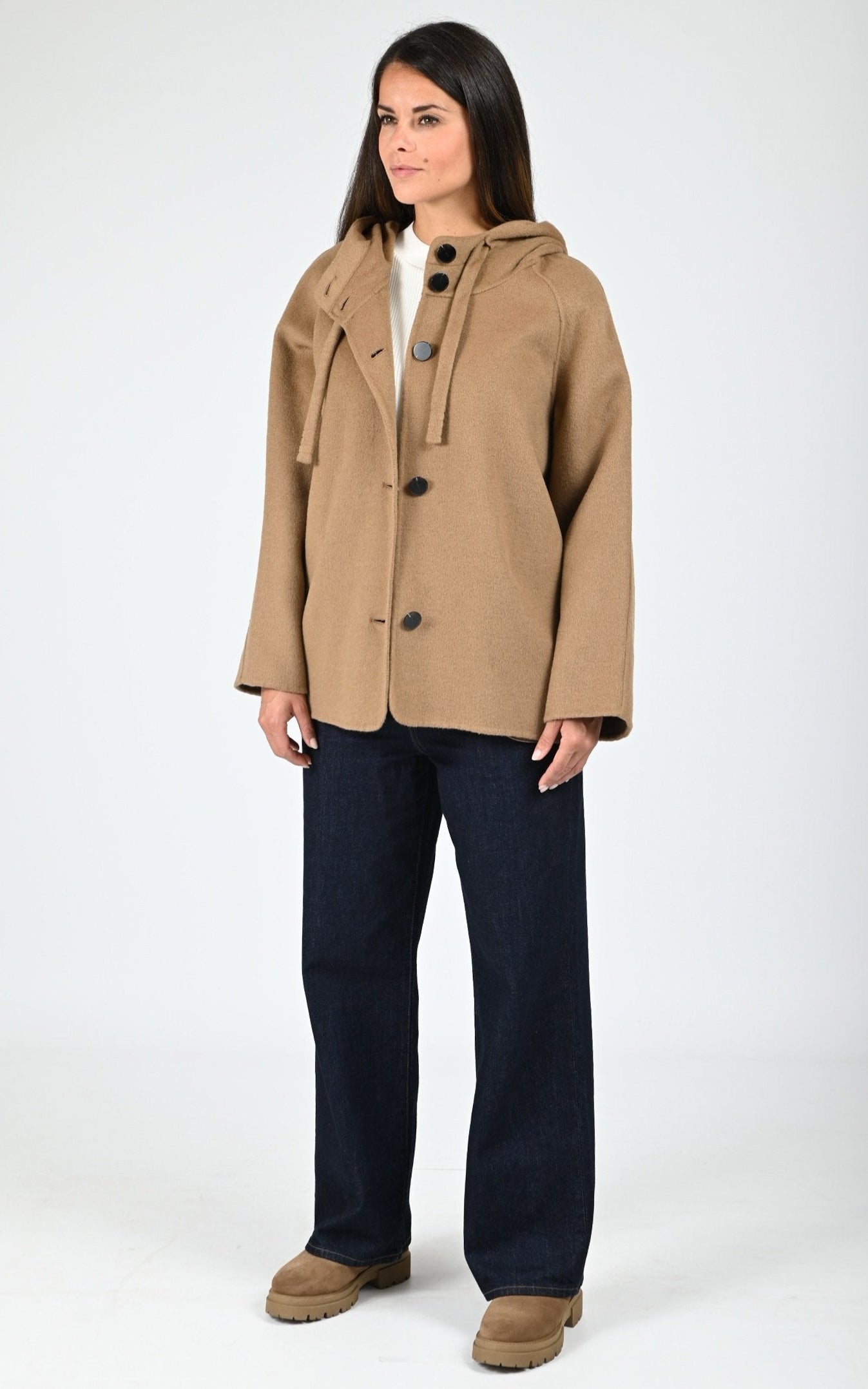 Veste à capuche laine Akita café