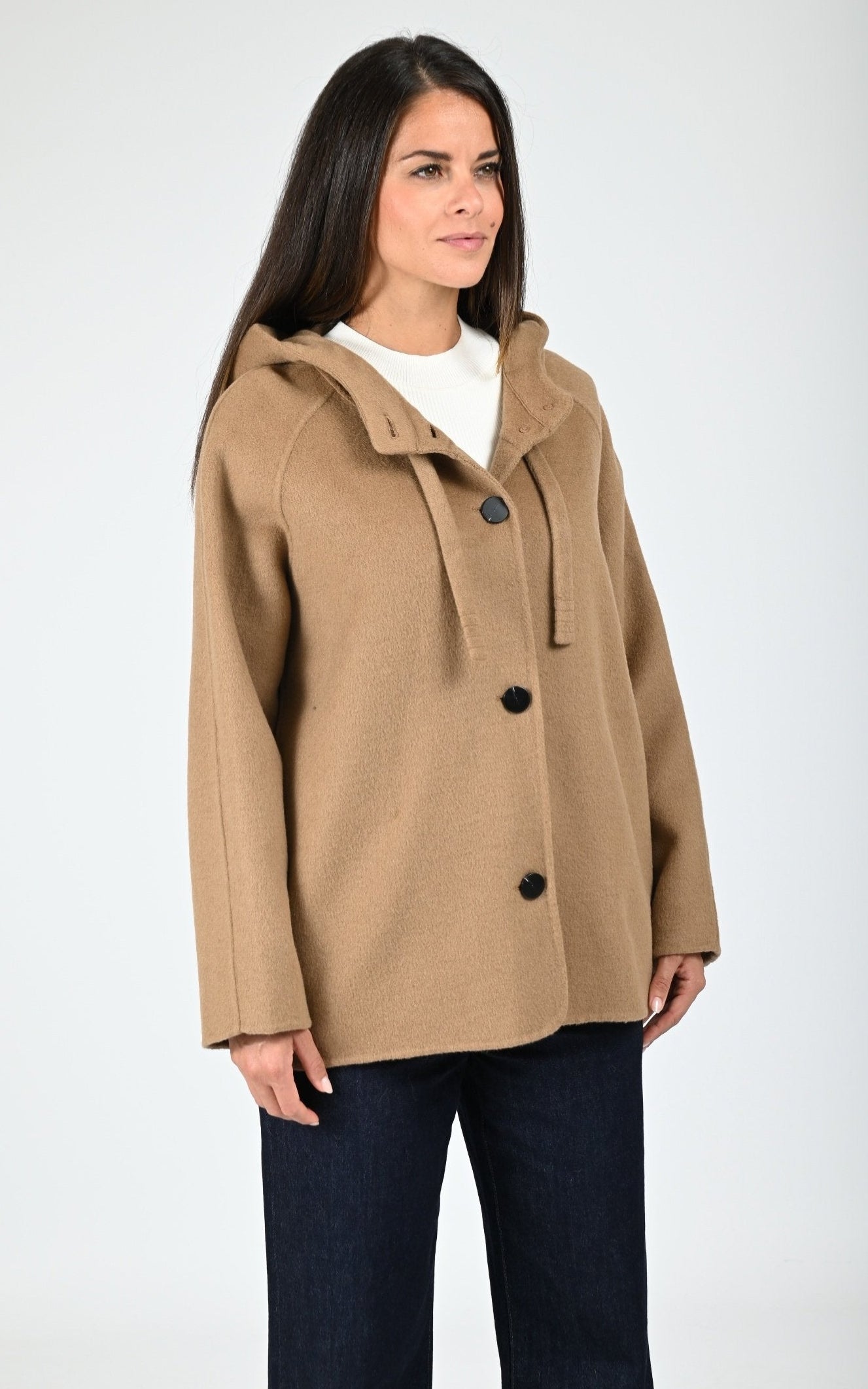 Veste à capuche laine Akita café