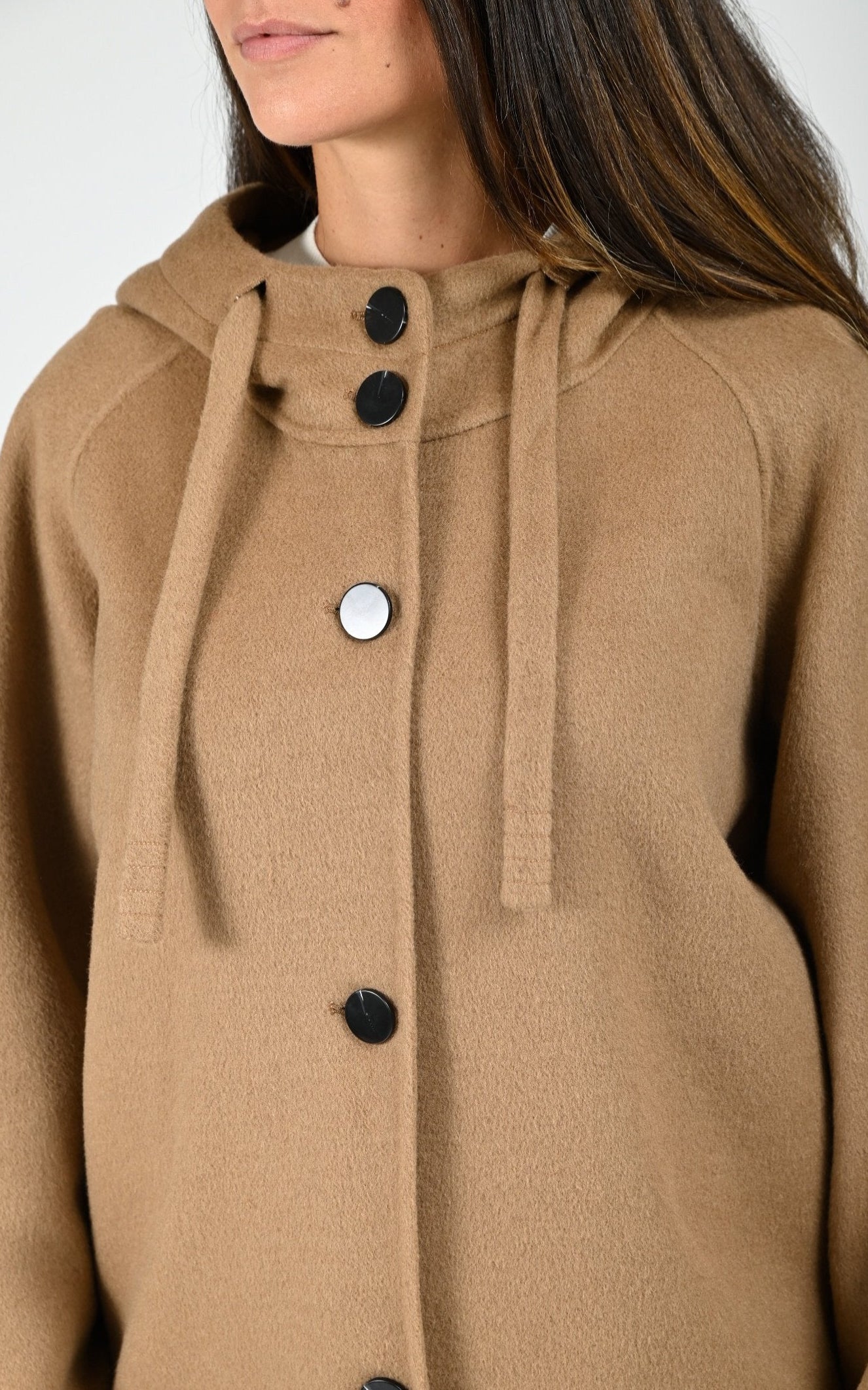 Veste à capuche laine Akita café