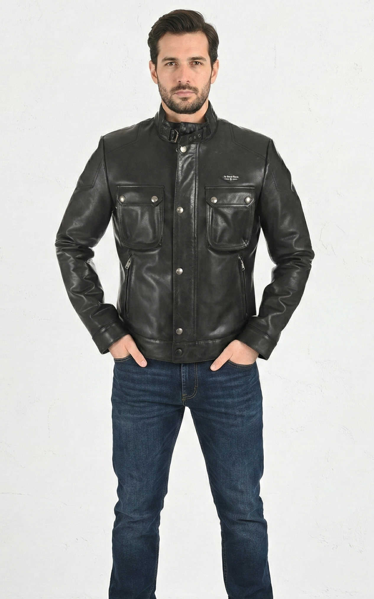 Blouson en cuir Bristol noir