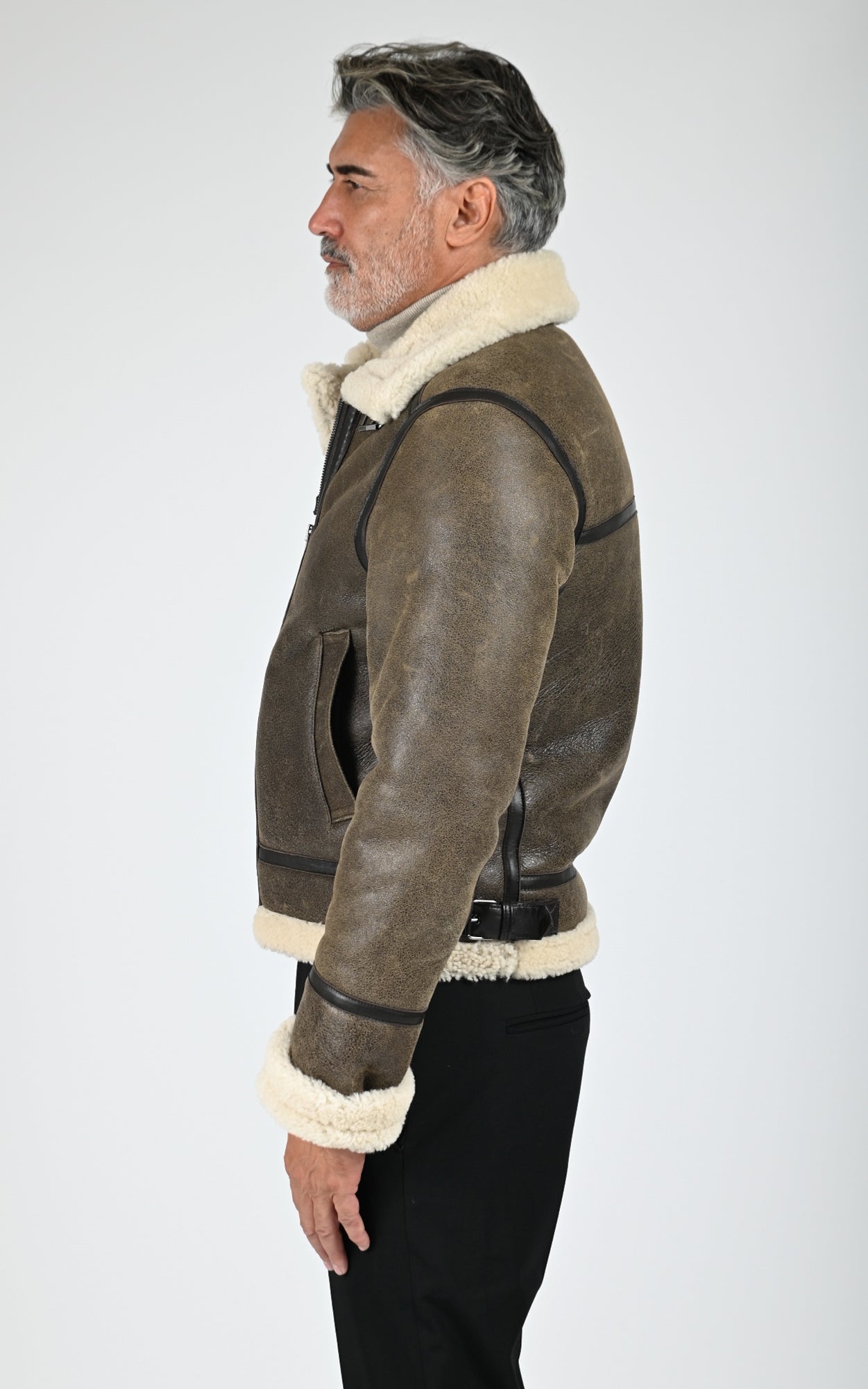 Bombardier en cuir de mouton marron