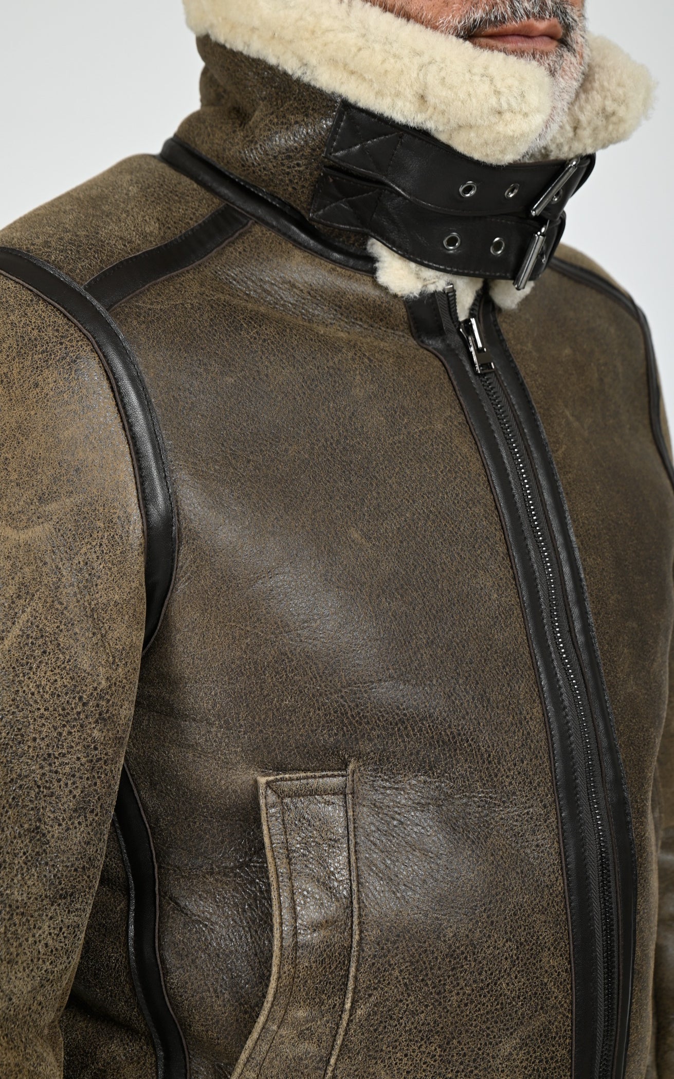 Bombardier en cuir de mouton marron