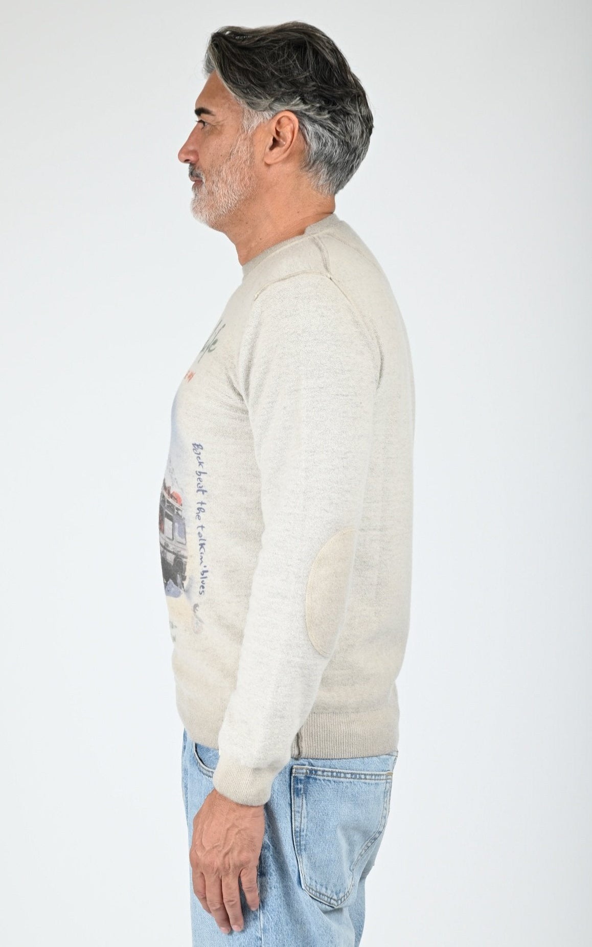 Pull en laine imprimé Bristol beige 2