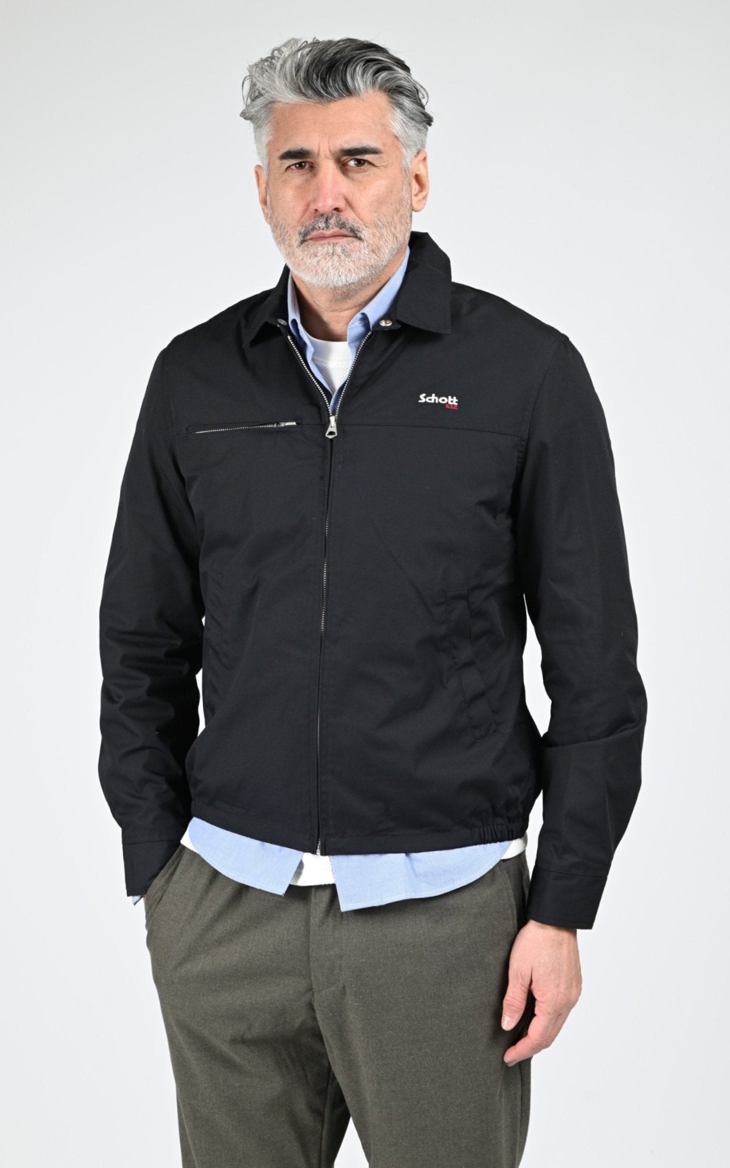 Schott Cadams navy blue cotton canvas jacket - La Canadienne