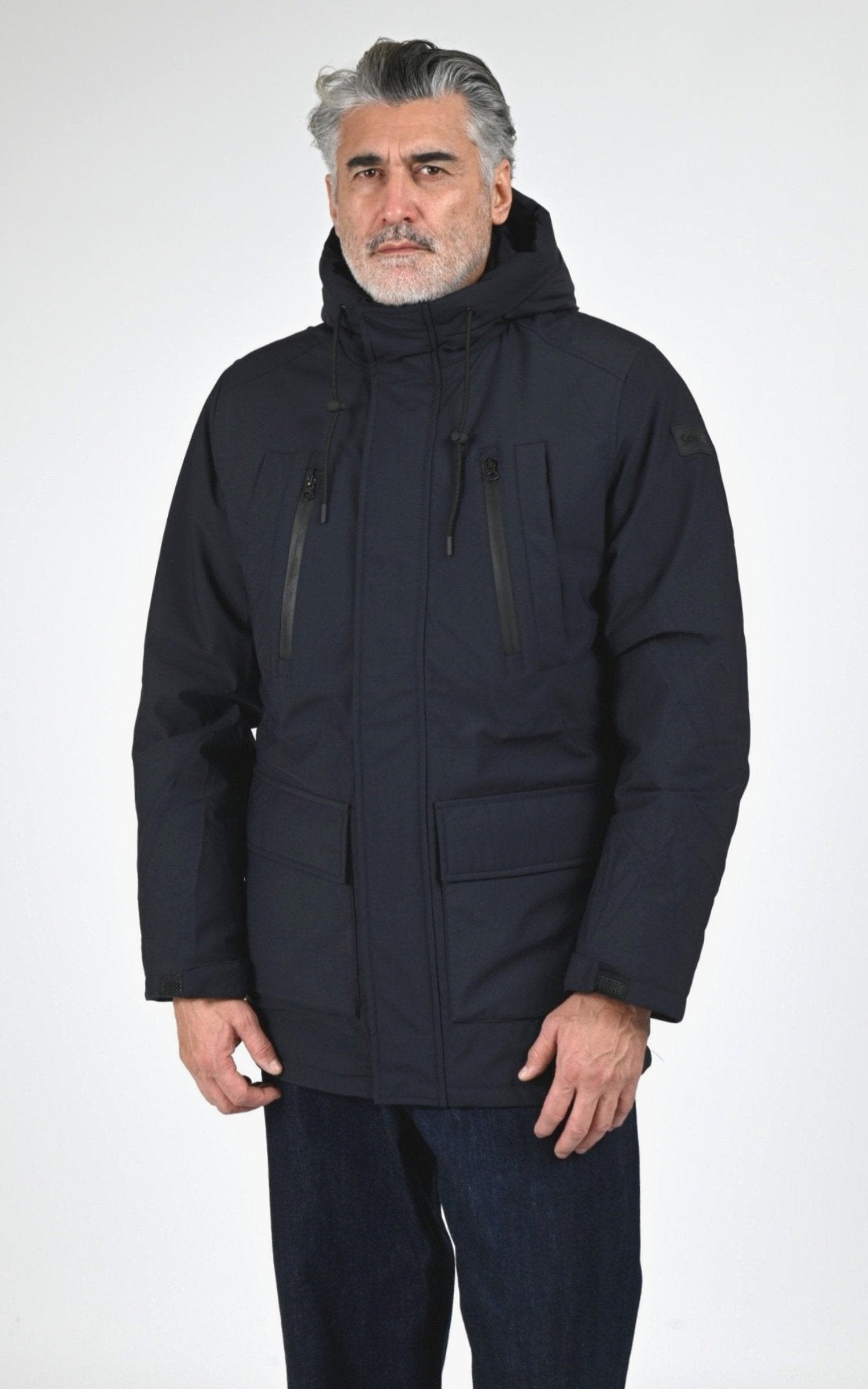 Parka Textile Homme Schott, modèle Camden de couleur navy