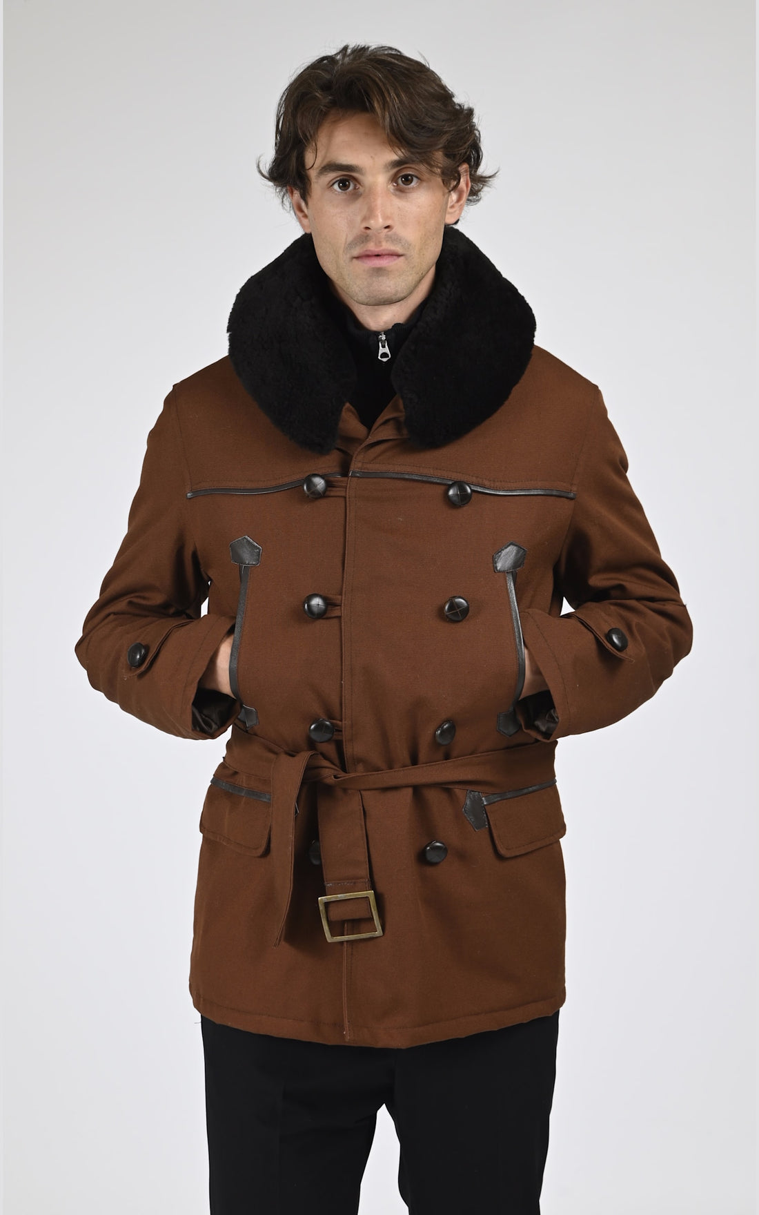 Veste Textile Homme La canadienne, modèle Canadienne 2 de couleur marron