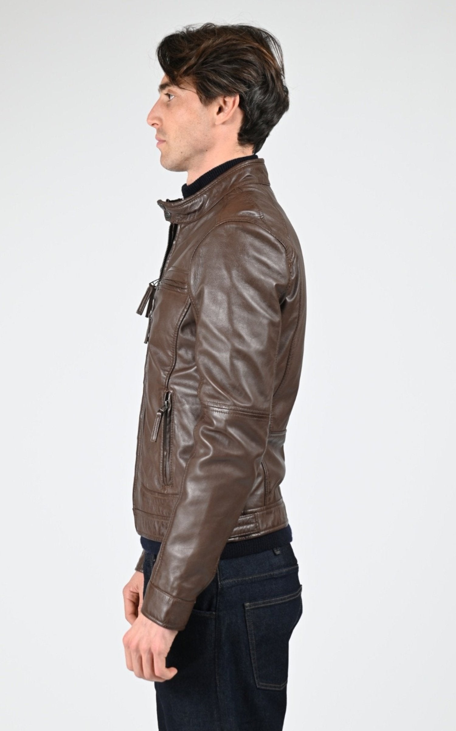 Blouson Cuir Homme Oakwood, modèle Casey 60901 de couleur marron