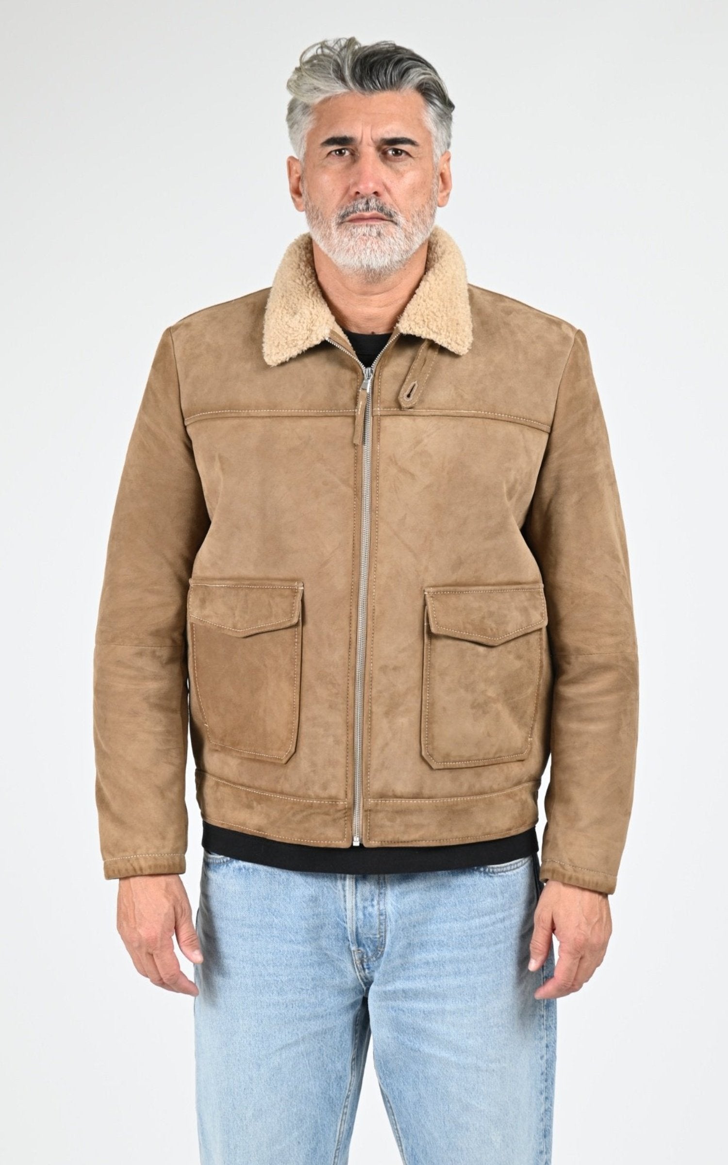 Blouson Daim Homme Smarty, modèle Casimiro 7768 de couleur beige 21