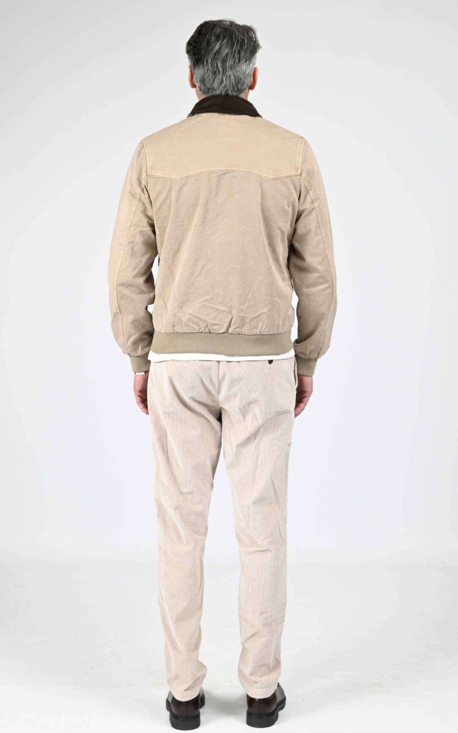 Blouson Textile Homme Jaj -Schott-, modèle Chalk de couleur taupe
