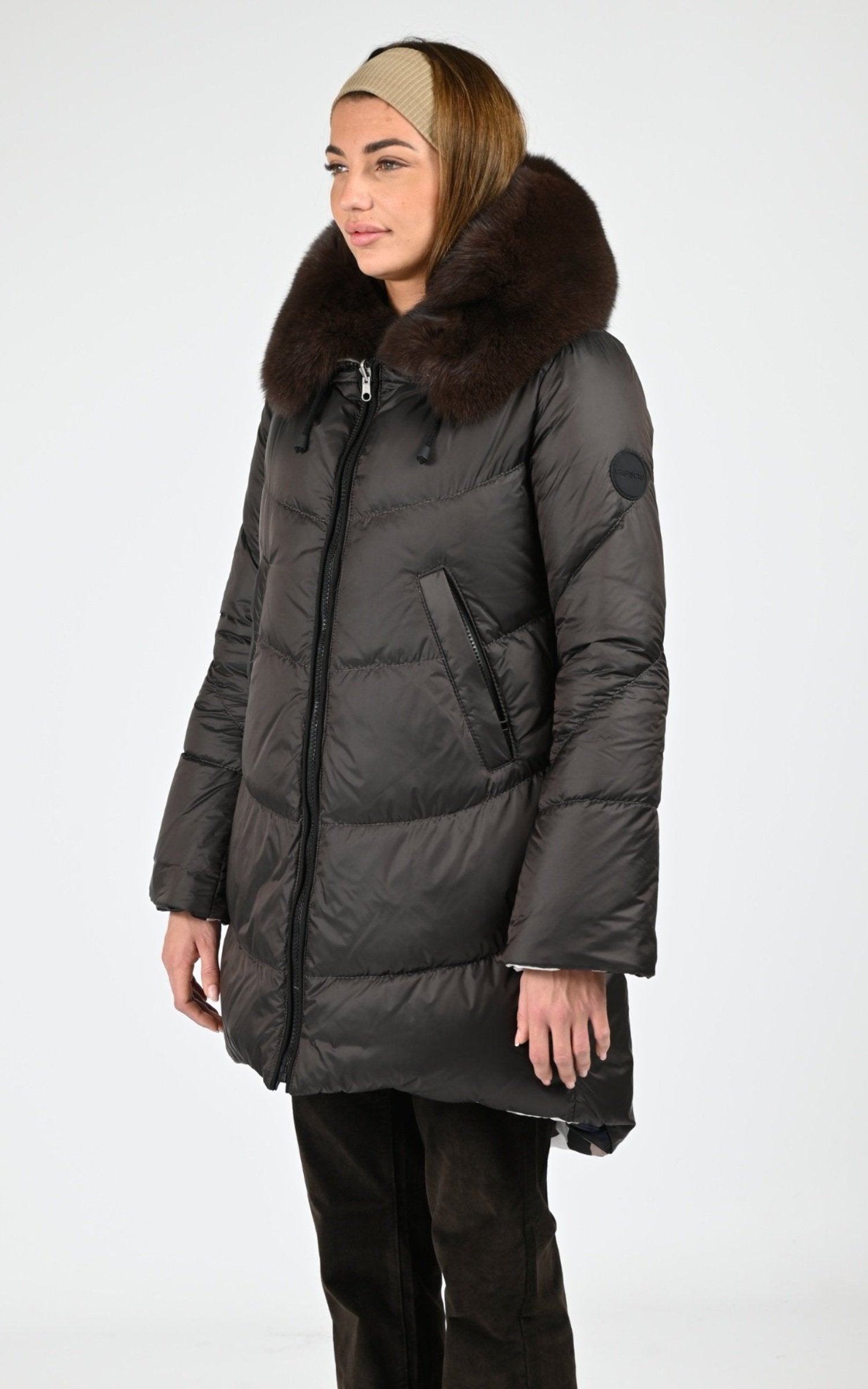 Doudoune Textile Femme Flo-Clo, modèle Clizia de couleur moro