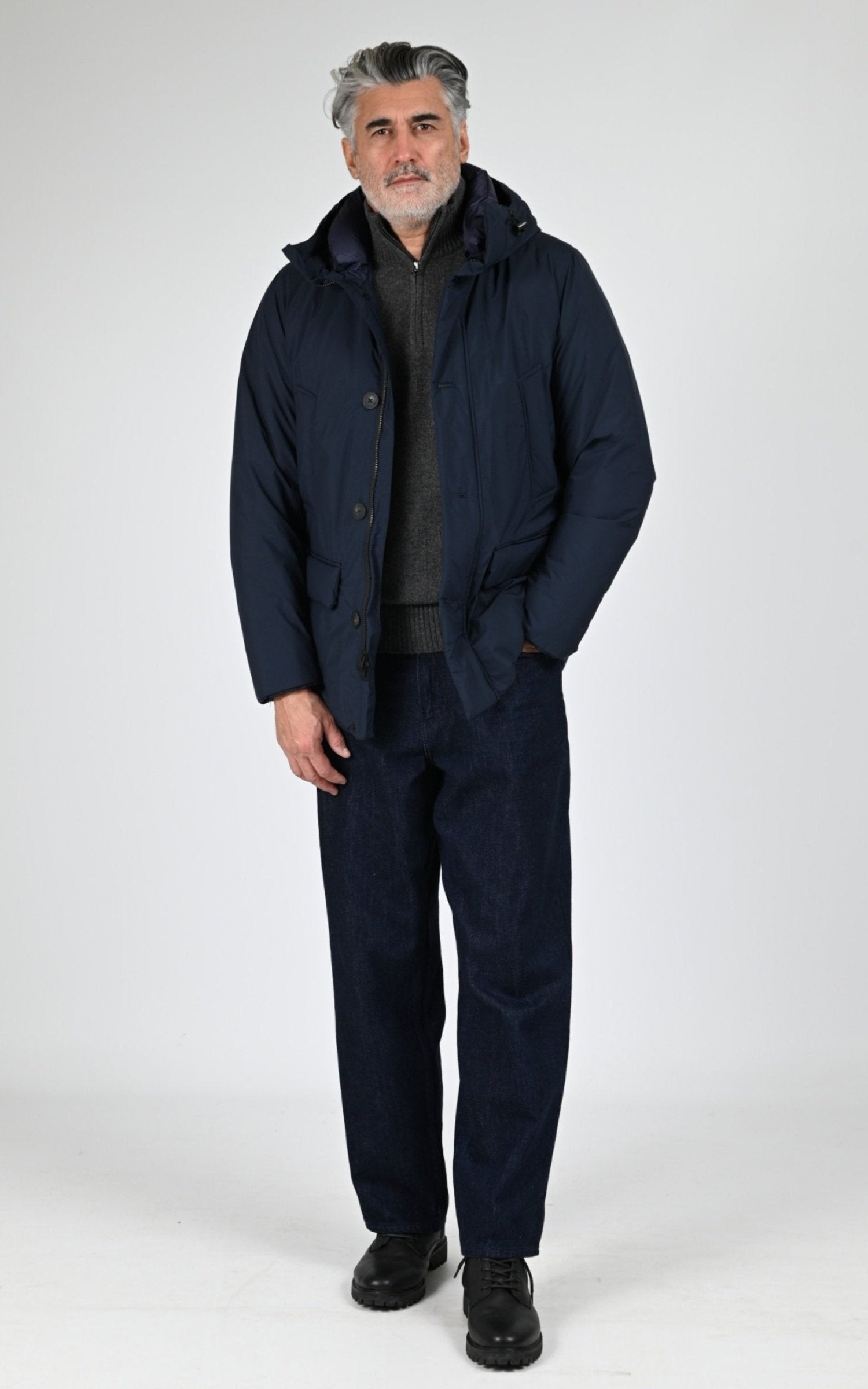 Parka Textile Homme Woolrich, modèle Cloud artic parka ou2092 de couleur melton blue 2