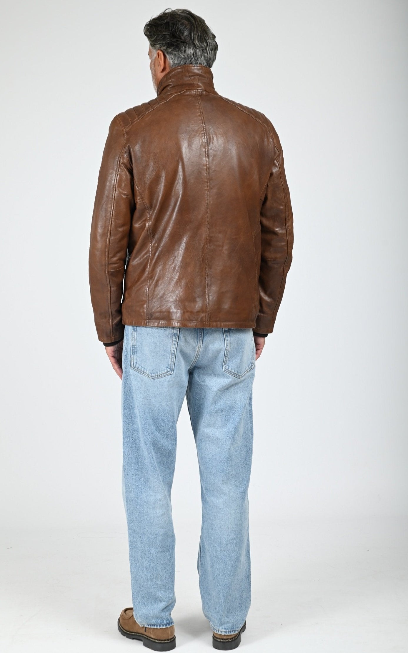 Veste chaude cuir Crowell marron