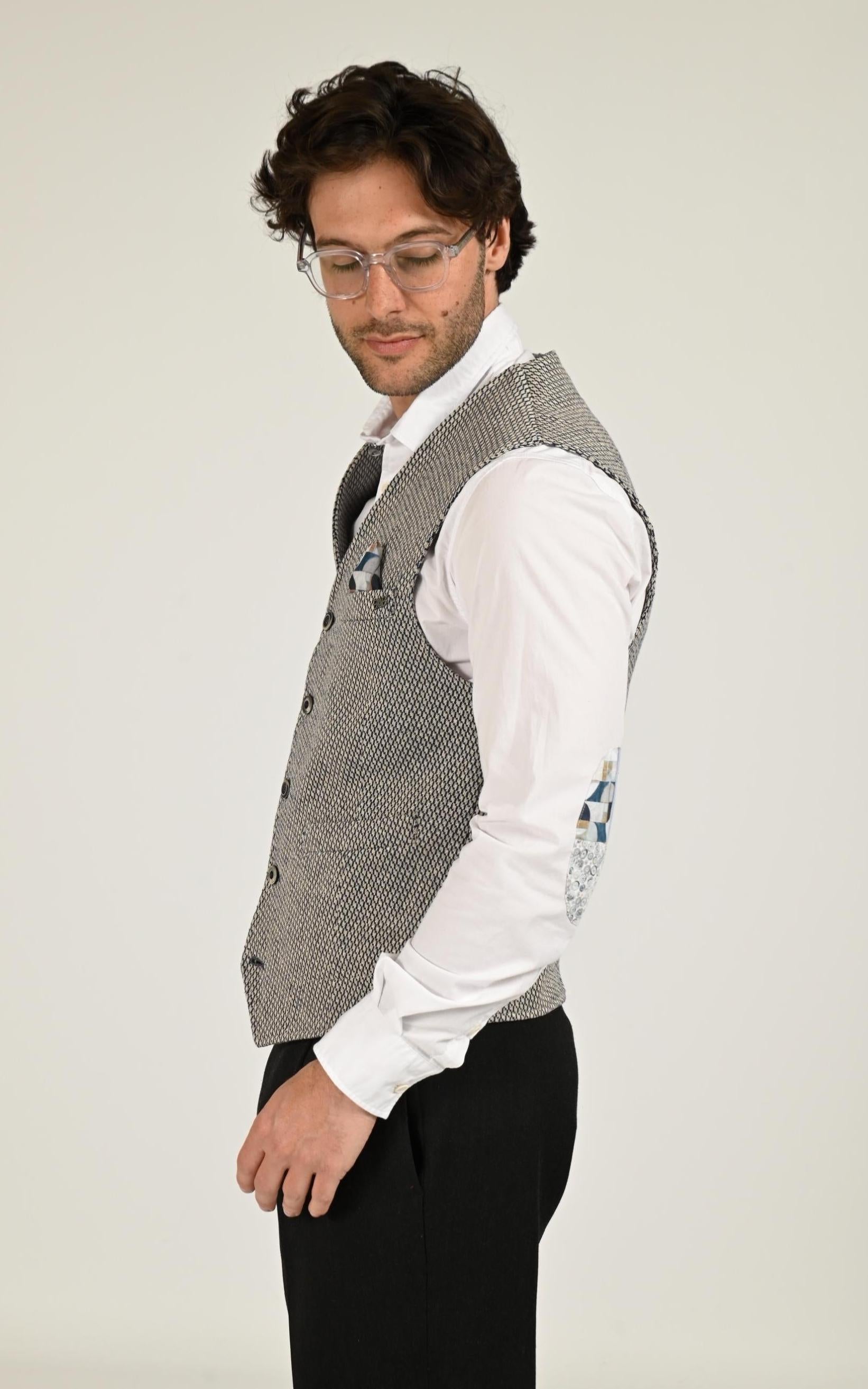 Gilet Textile Homme Bob, modèle Drug562 de couleur naturale/blu