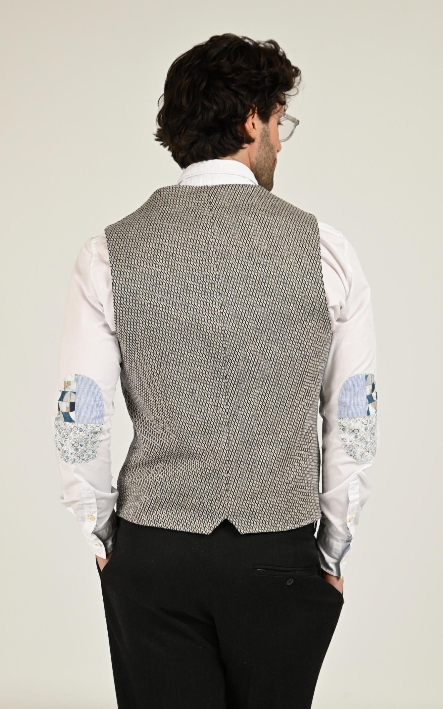 Gilet Textile Homme Bob, modèle Drug562 de couleur naturale/blu