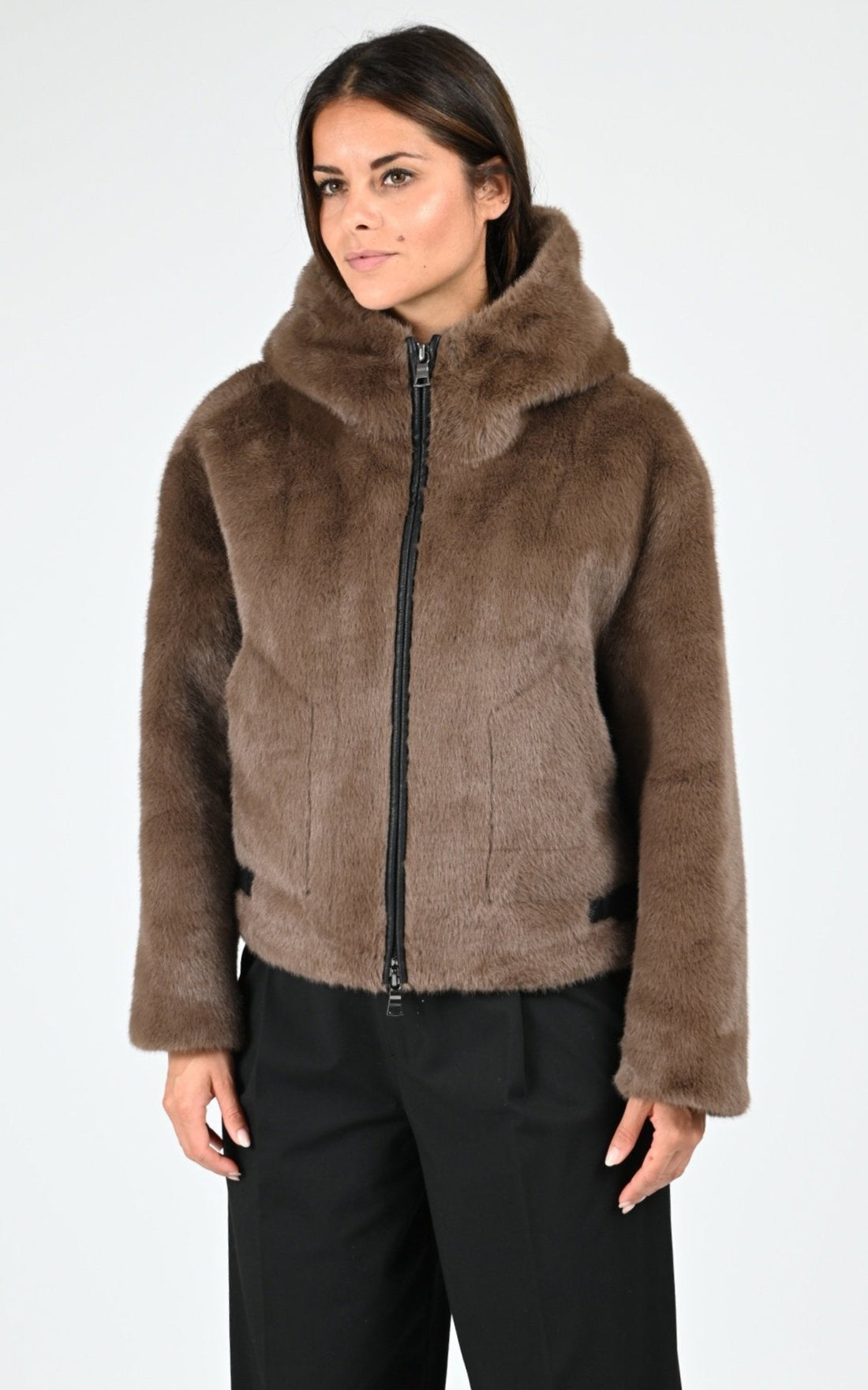 Blouson Textile Femme Blonde No.8, modèle Elle de couleur dark brown 5000