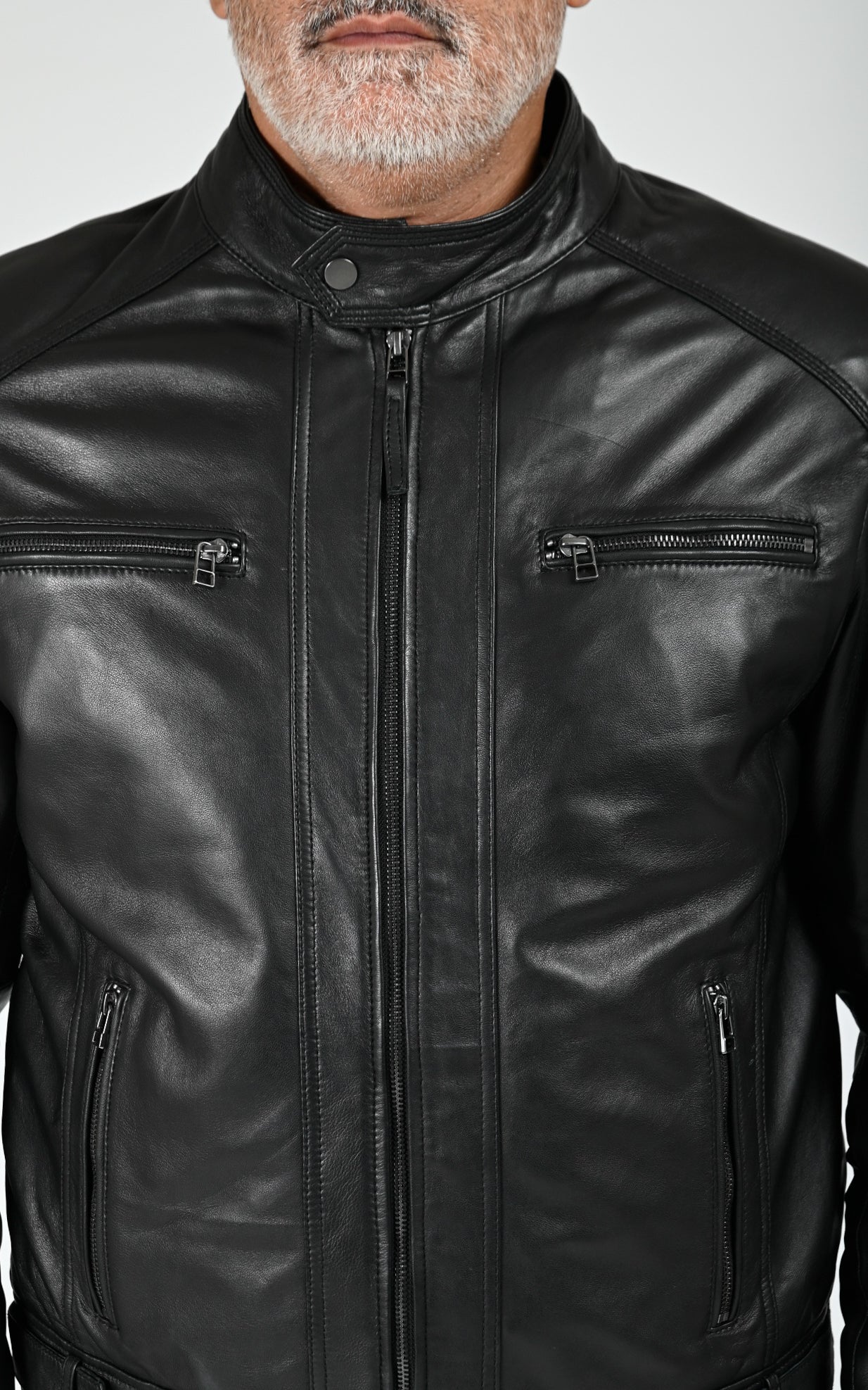 Blouson capuche cuir Erico Hood noir