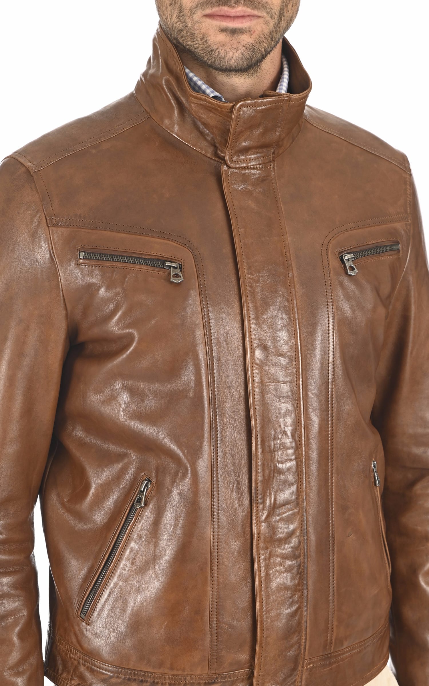 Blouson Cuir Homme Daytona 73, modèle Falconero 100737 de couleur marron