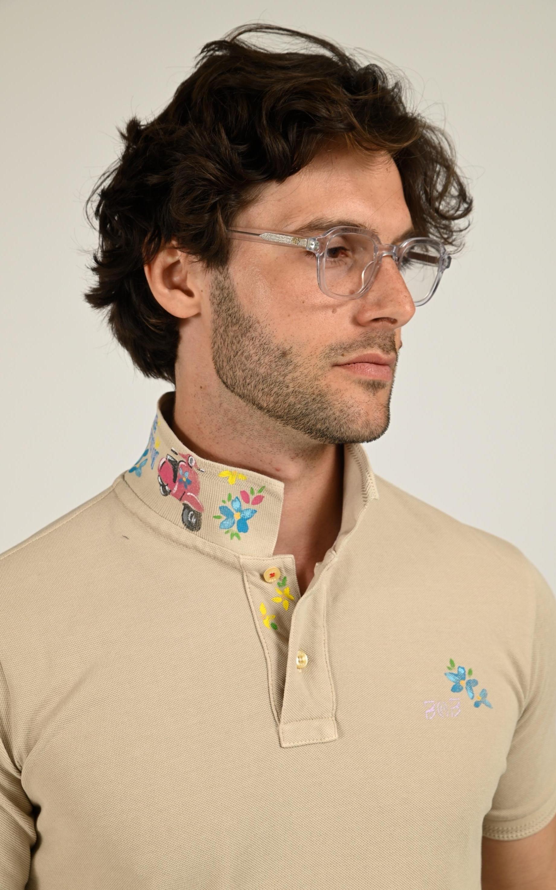 Polo Textile Homme Bob, modèle Front de couleur betulla