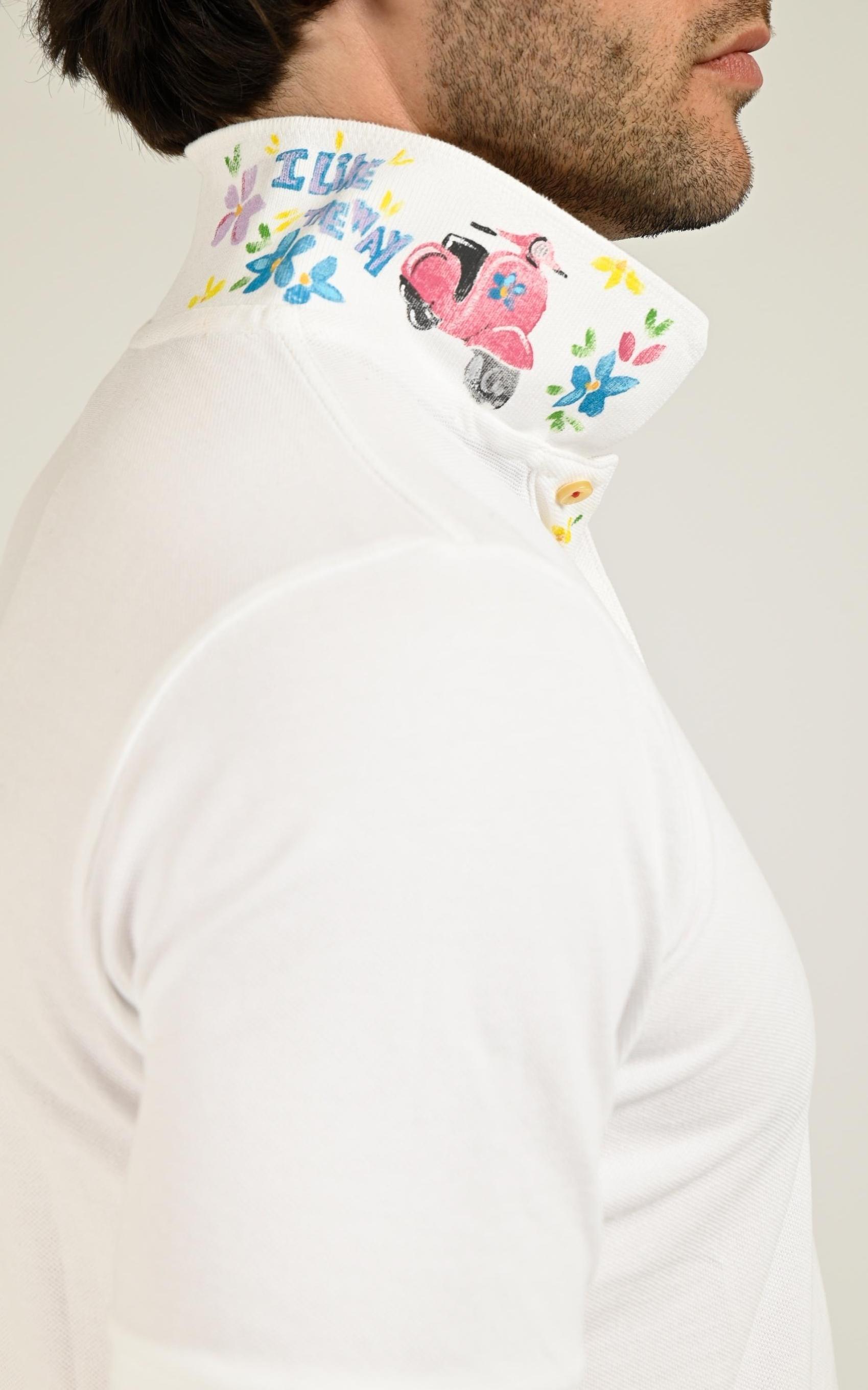 Polo Textile Homme Bob, modèle Front de couleur bianco