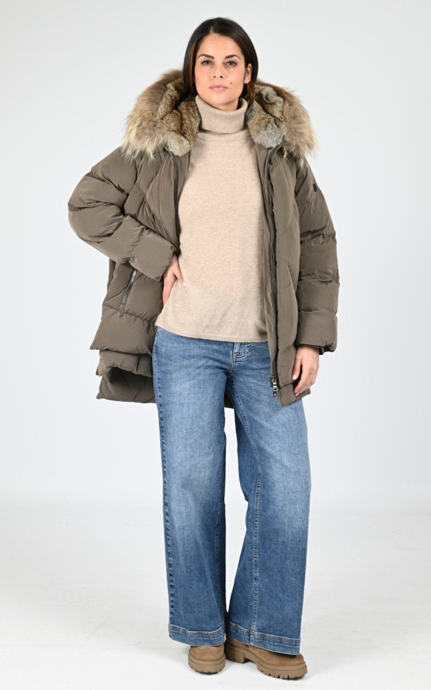 Ves doudoune Textile Femme Blonde No.8, modèle Frost 515 de couleur dark taupe 5200