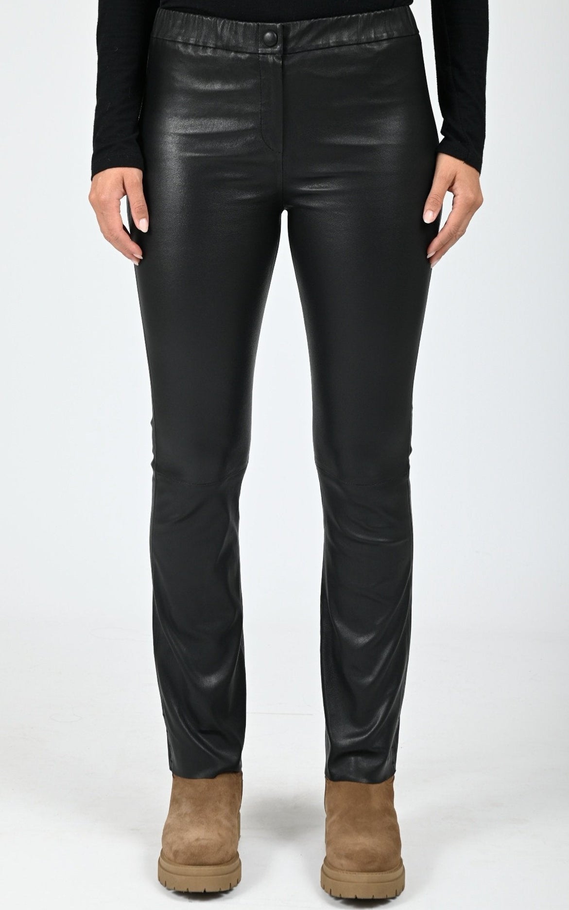 Pantalon cuir stretch Freya noir 1