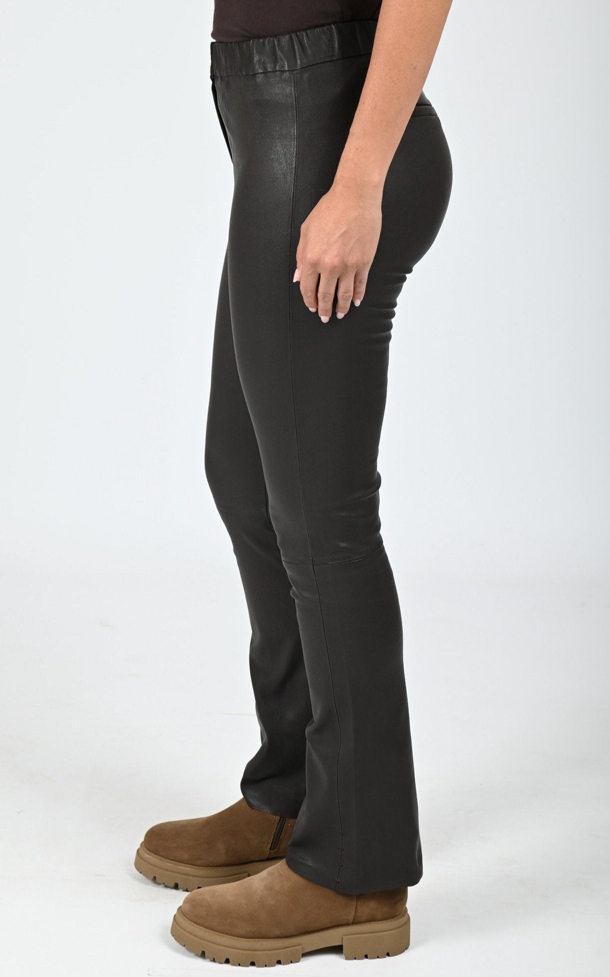 Pantalon cuir stretch Freya chocolat 2