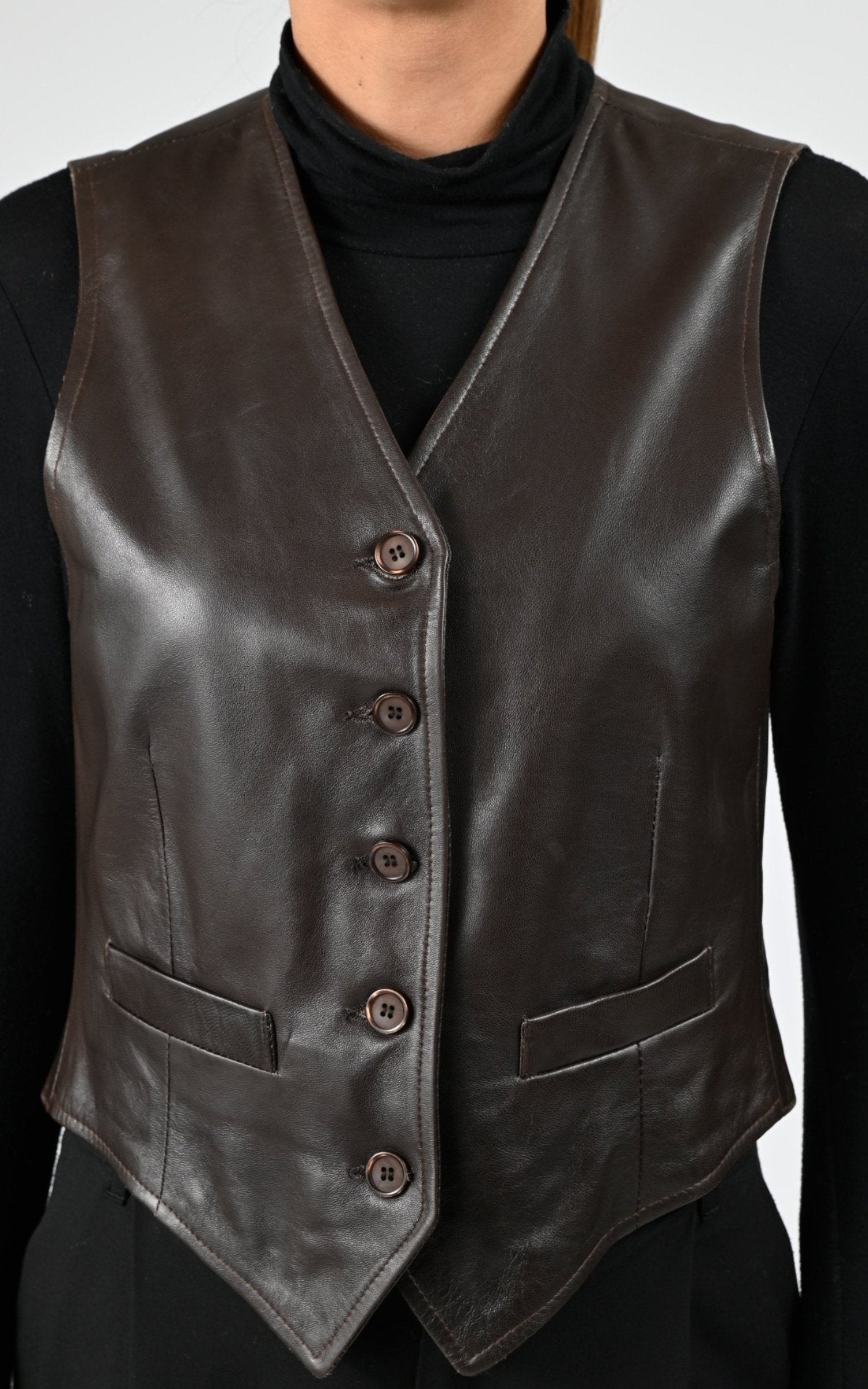A "Gilet" Marron La Canadienne Gilet Femme back photo
