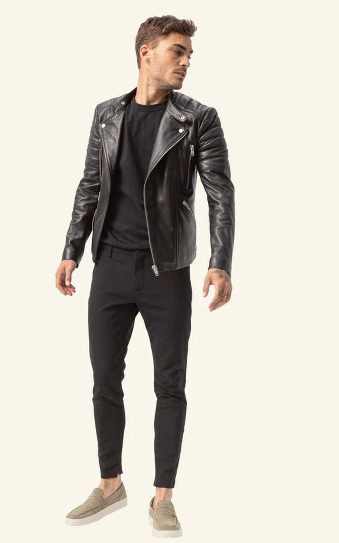 Blouson Cuir Homme Serge pariente, modèle Gladiator de couleur noir