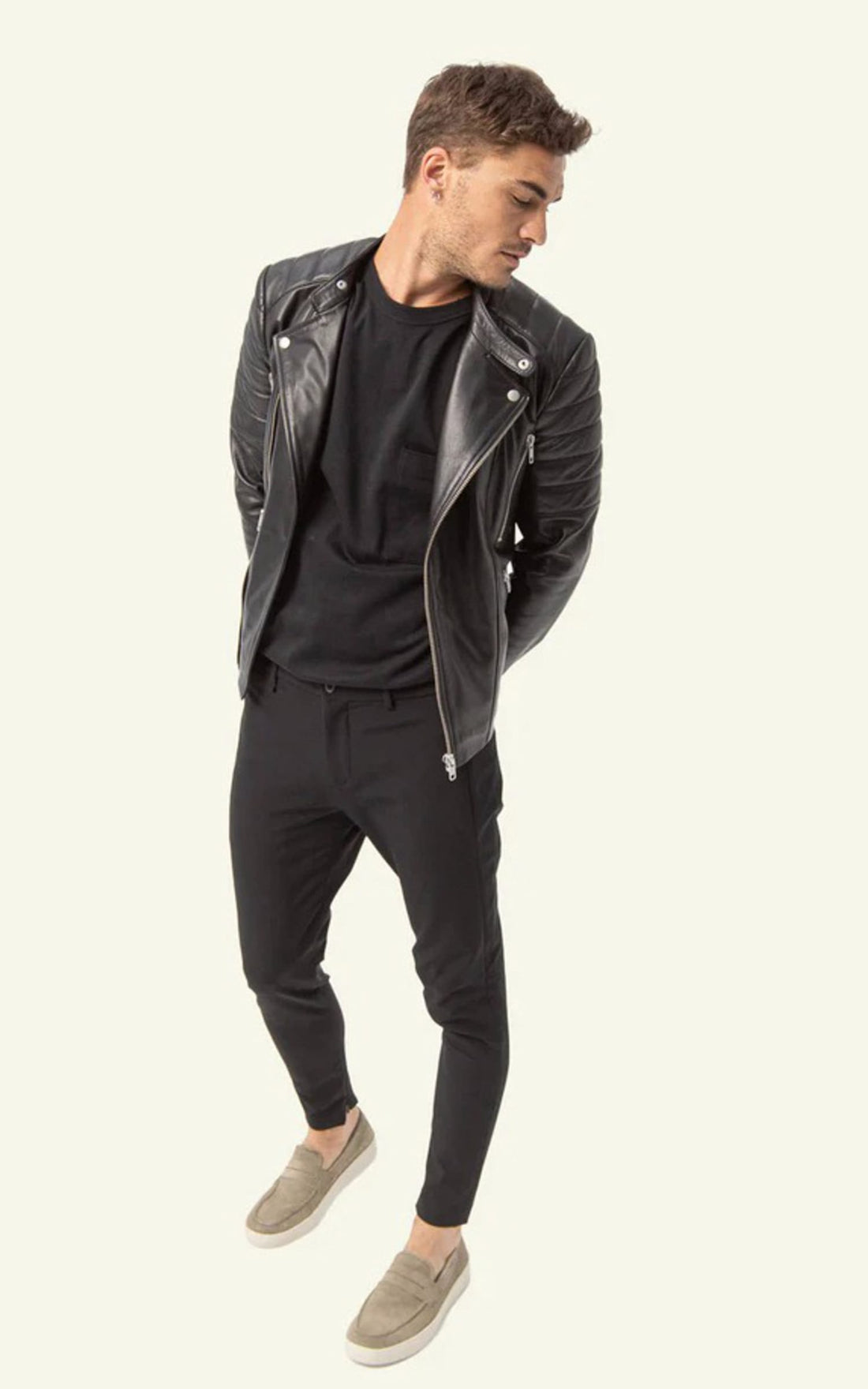 Blouson Cuir Homme Serge pariente, modèle Gladiator de couleur noir