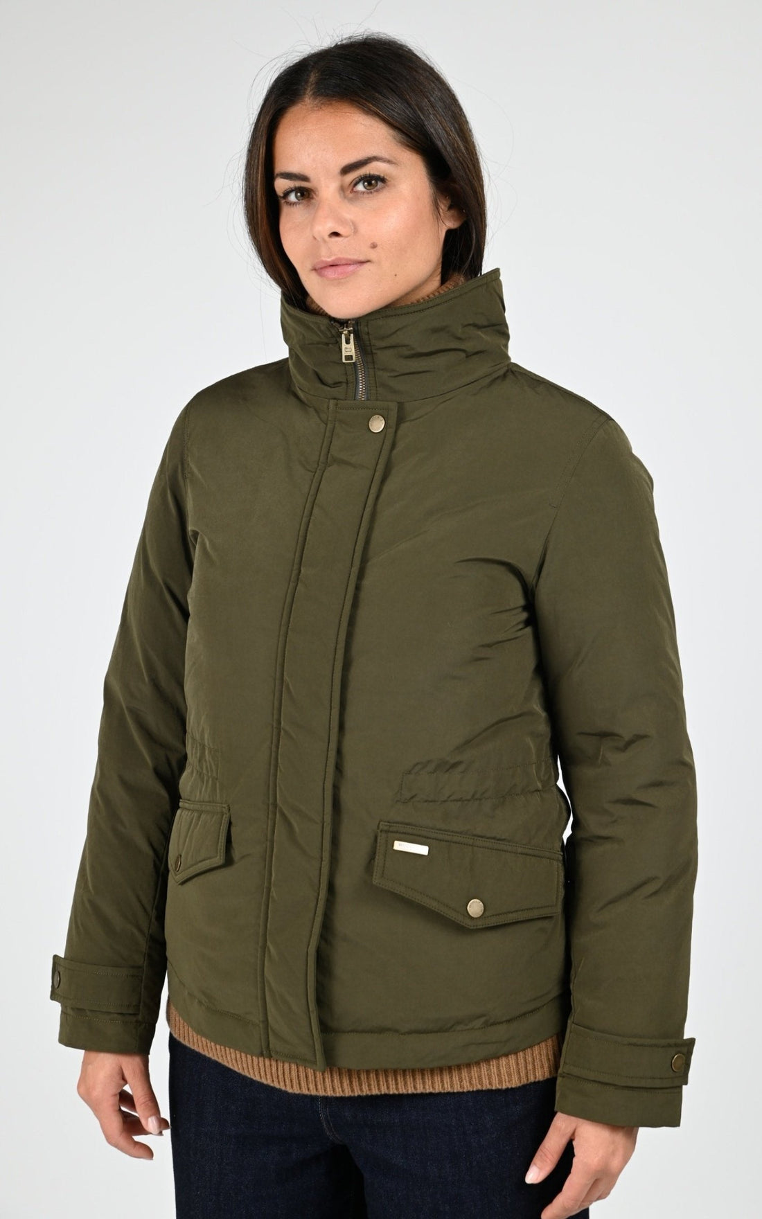Ves  doudoune Textile Femme Woolrich, modèle Grace fur  jkt ou2043 de couleur dark green