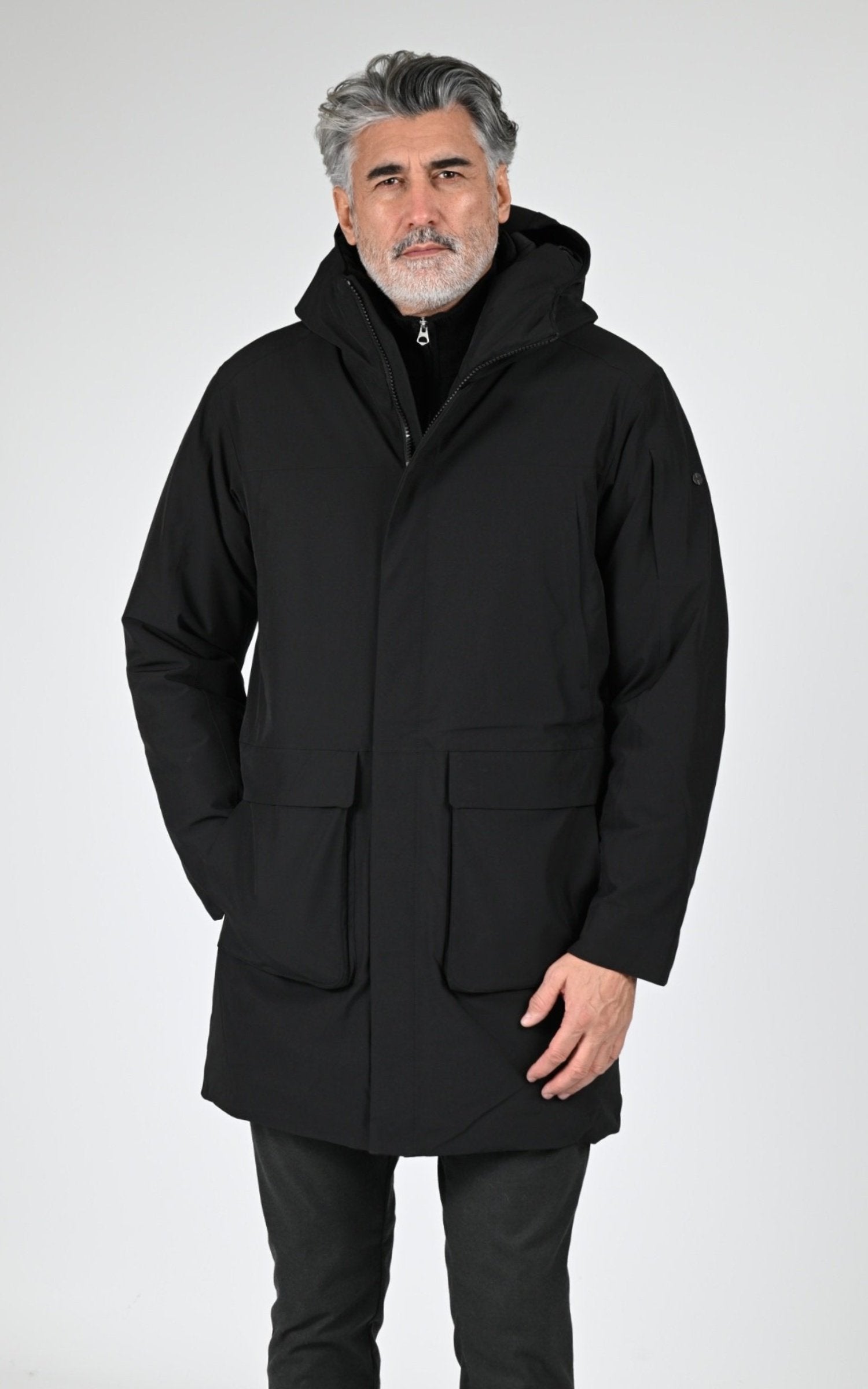 Parka Textile Homme Scandinavian Edition, modèle Guard ii de couleur onyx