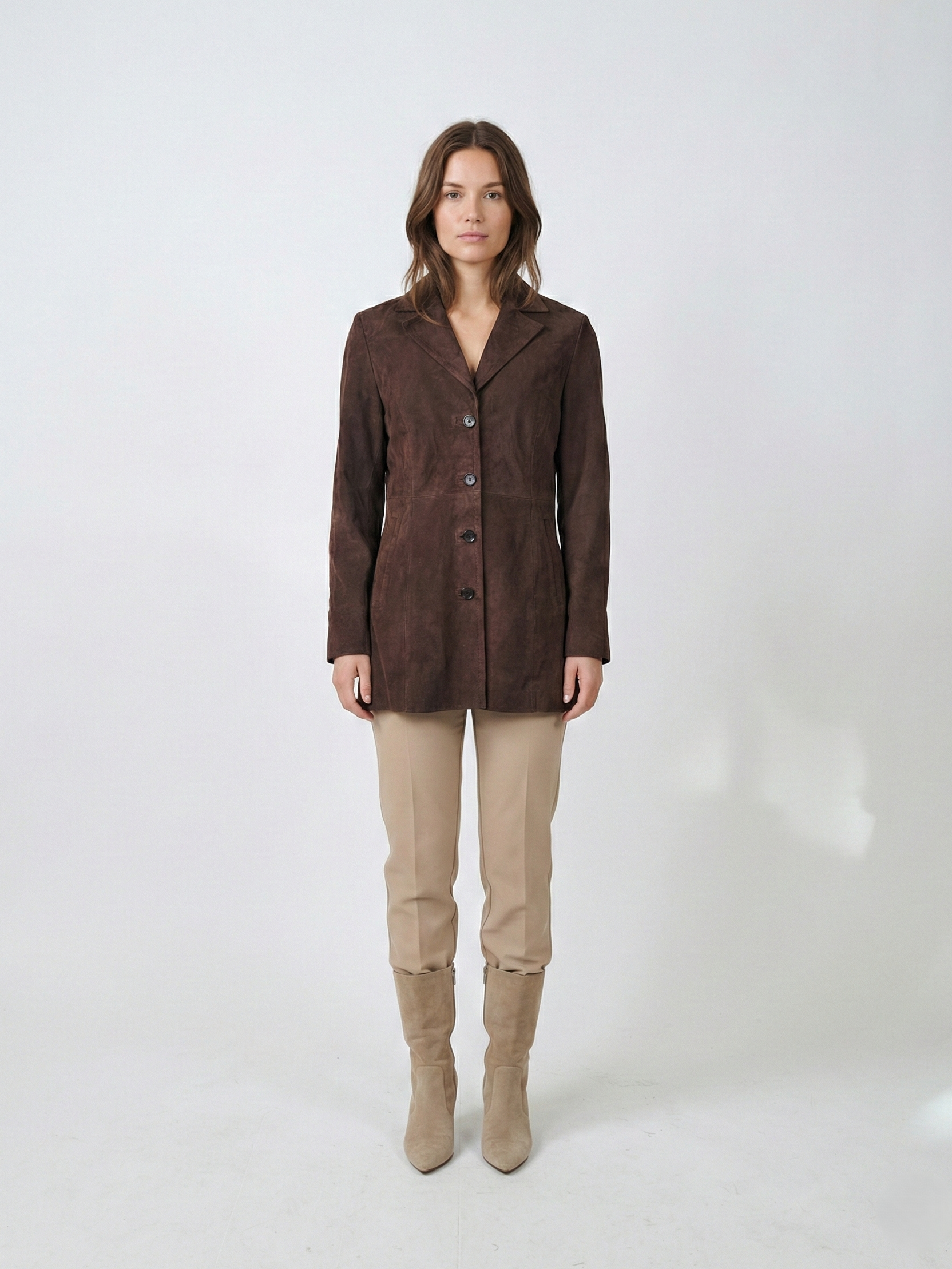 Sasa, 75 cm. - Collar Goat Suede - Women Brown