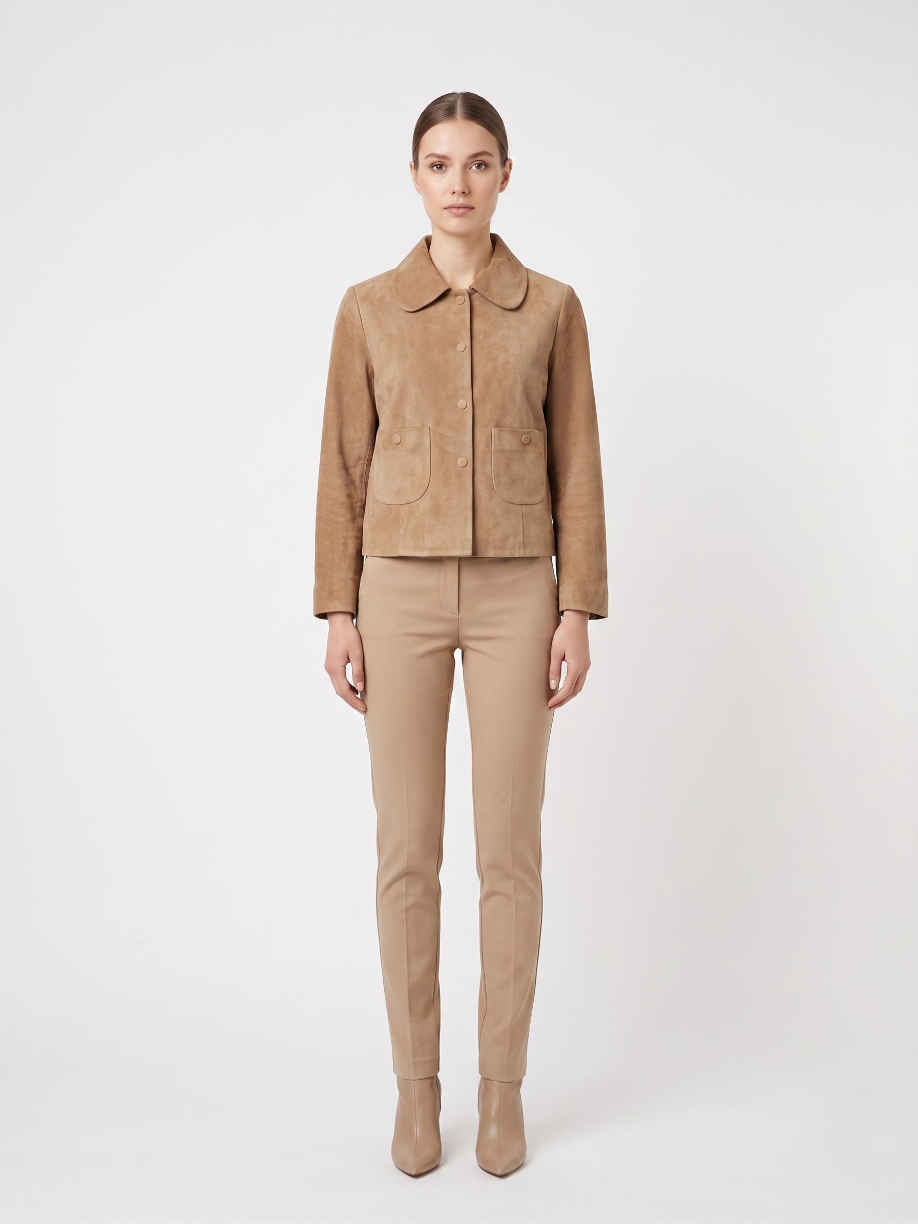 Mali, 54 cm. - Collar Goat Suede - Women Taupe