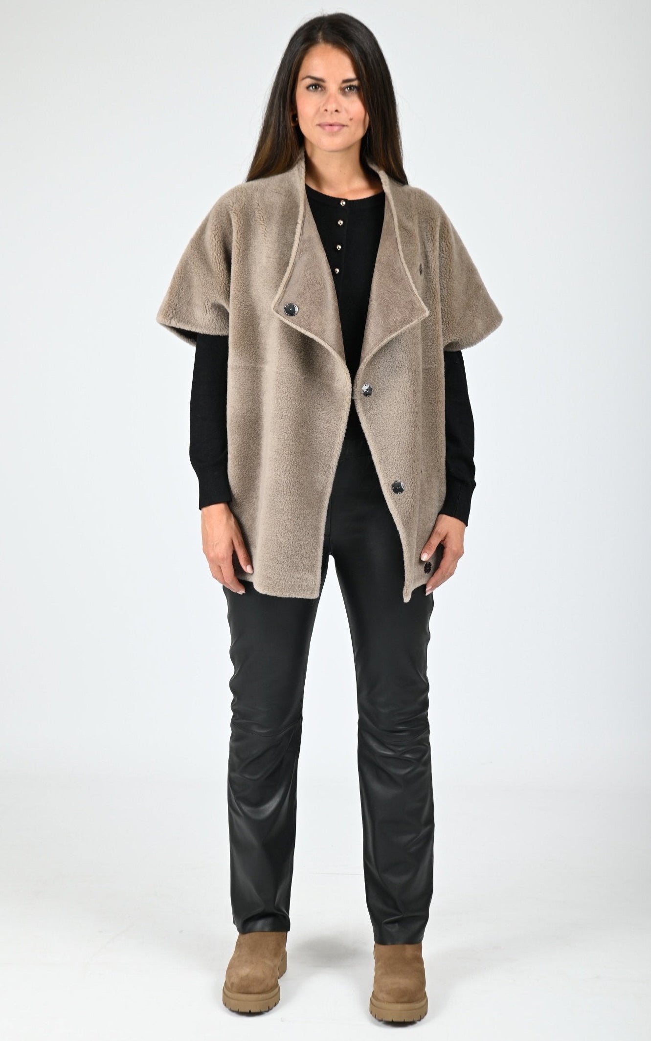 Veste réversible laine Hanae taupe