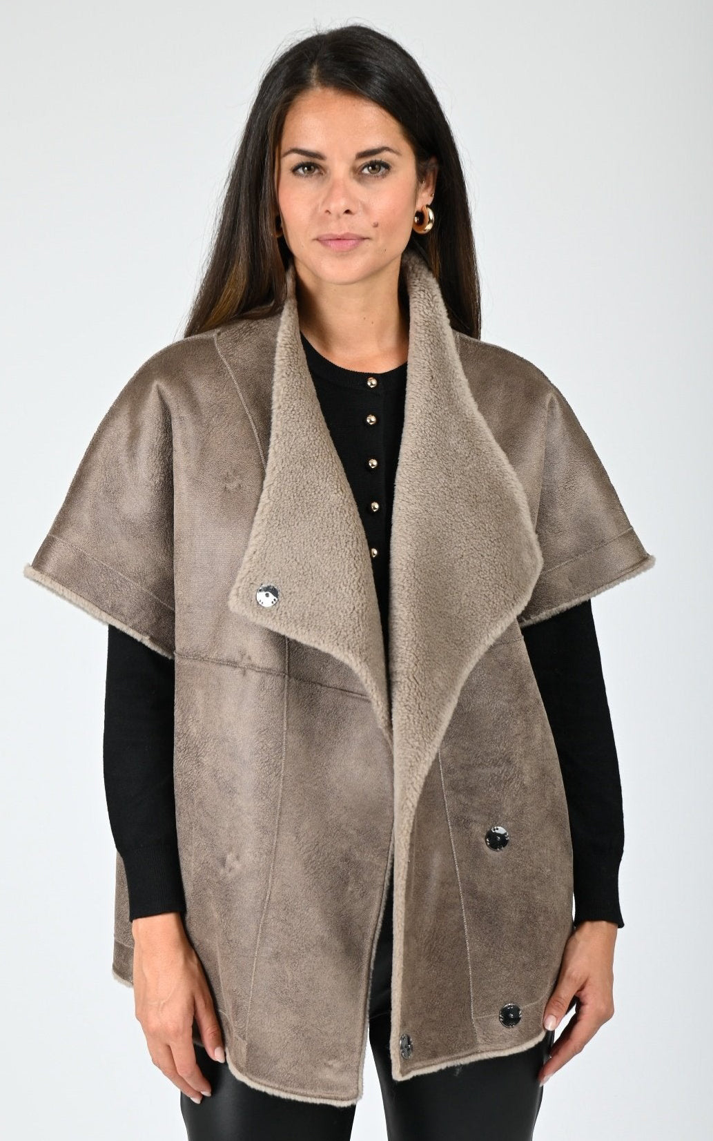 Veste réversible laine Hanae taupe