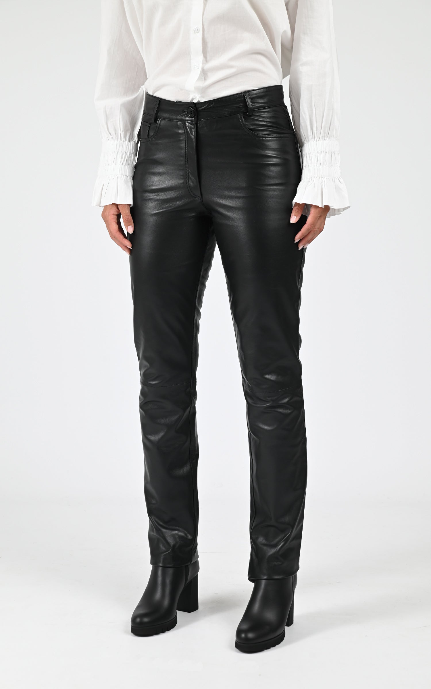 Pantalon slim cuir d&