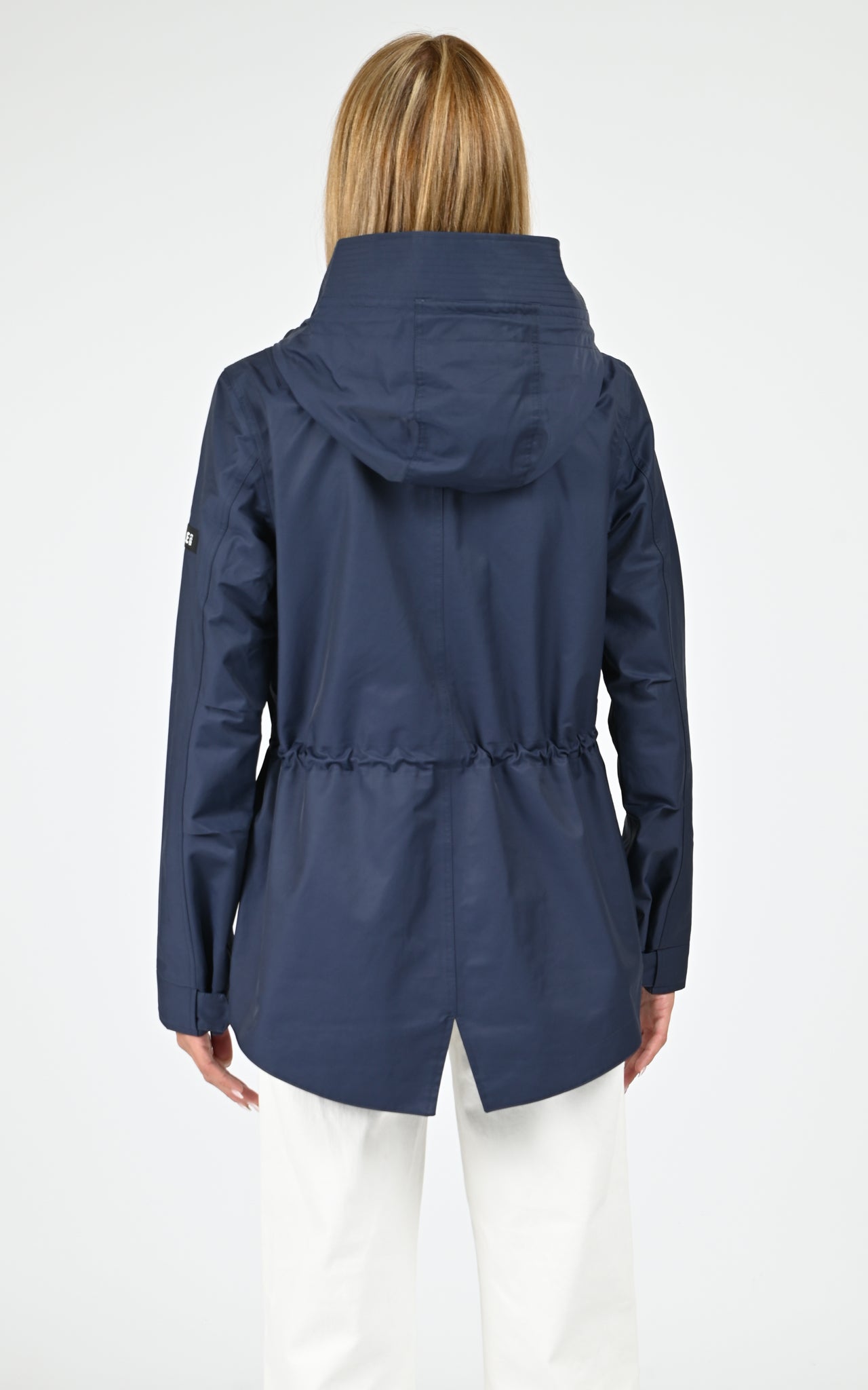 Parka mi-longue à capuche bleu marine