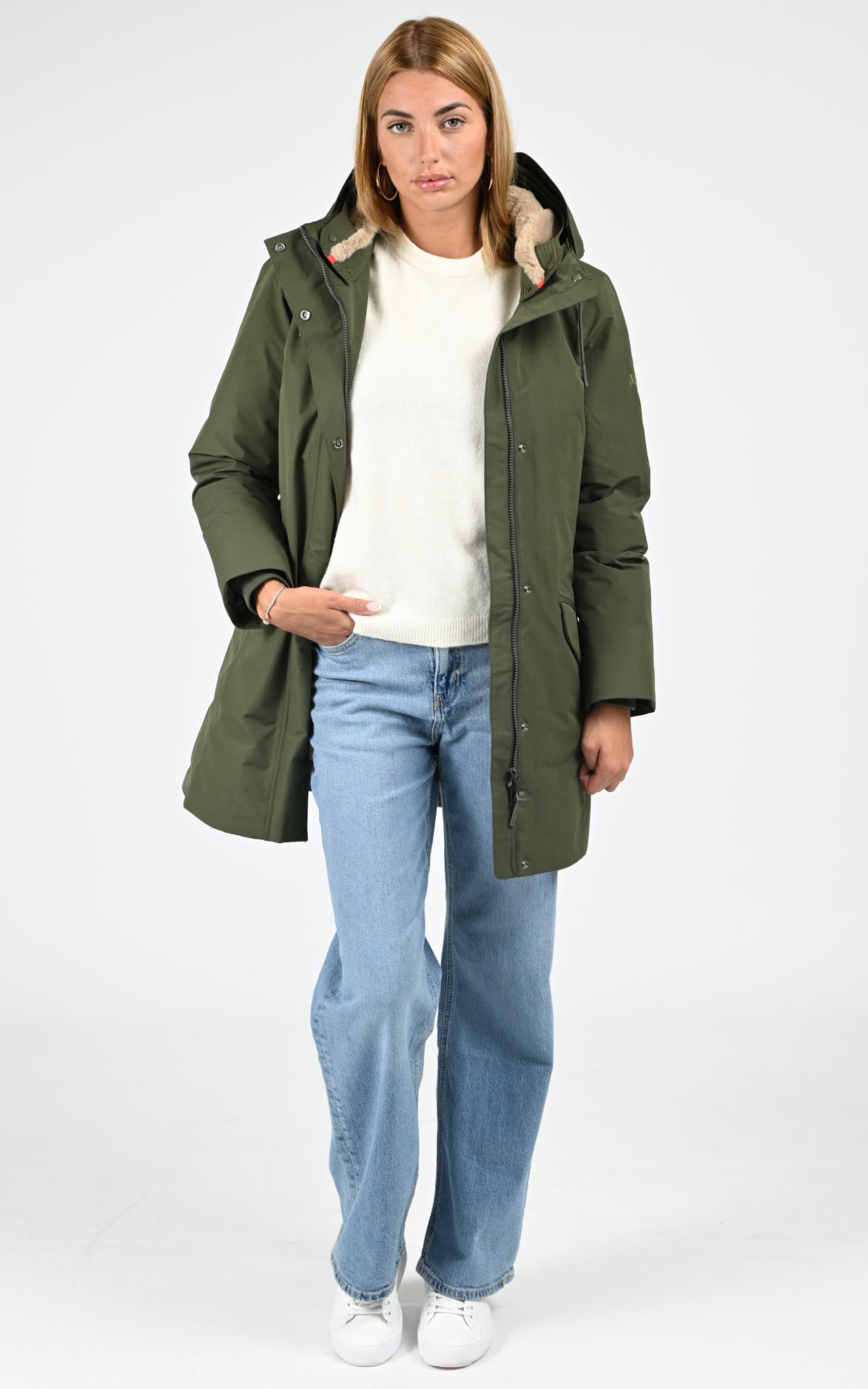 Parka longue ajustée GORE-TEX kaki