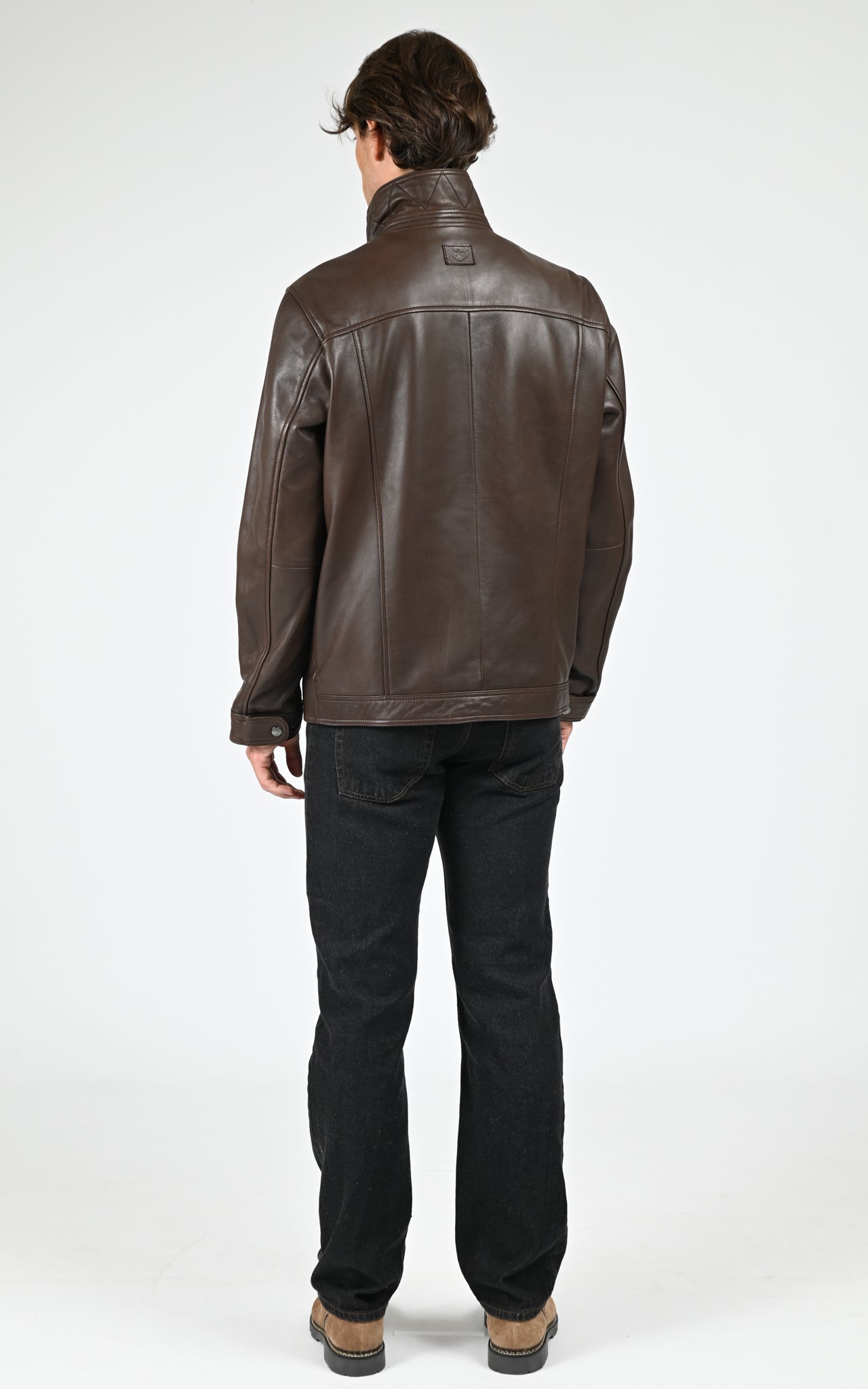 Blouson col montant cuir d&