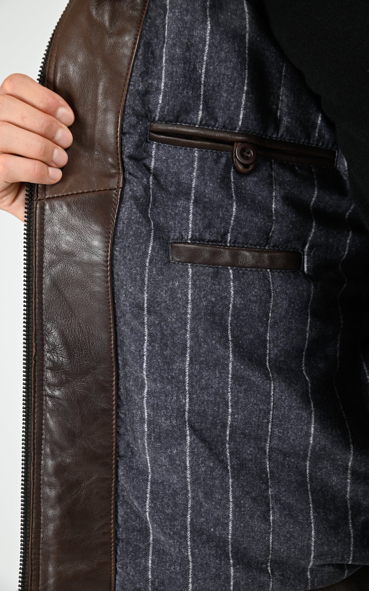 Blouson col montant cuir d&