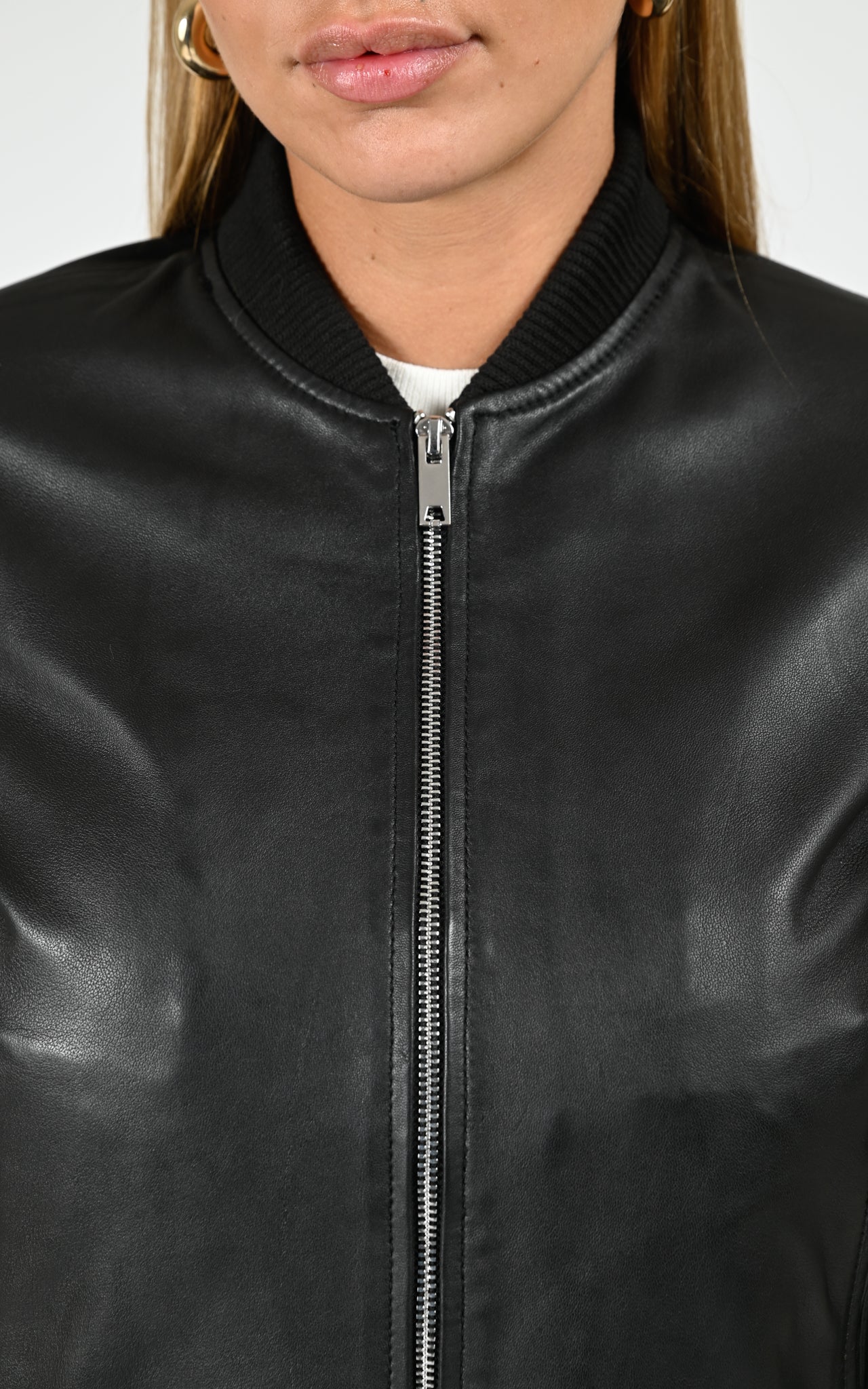 Blouson teddy cuir Jess noir