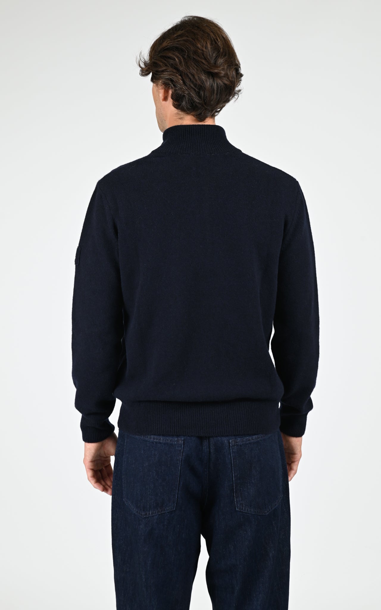 Pull à col montant bleu marine