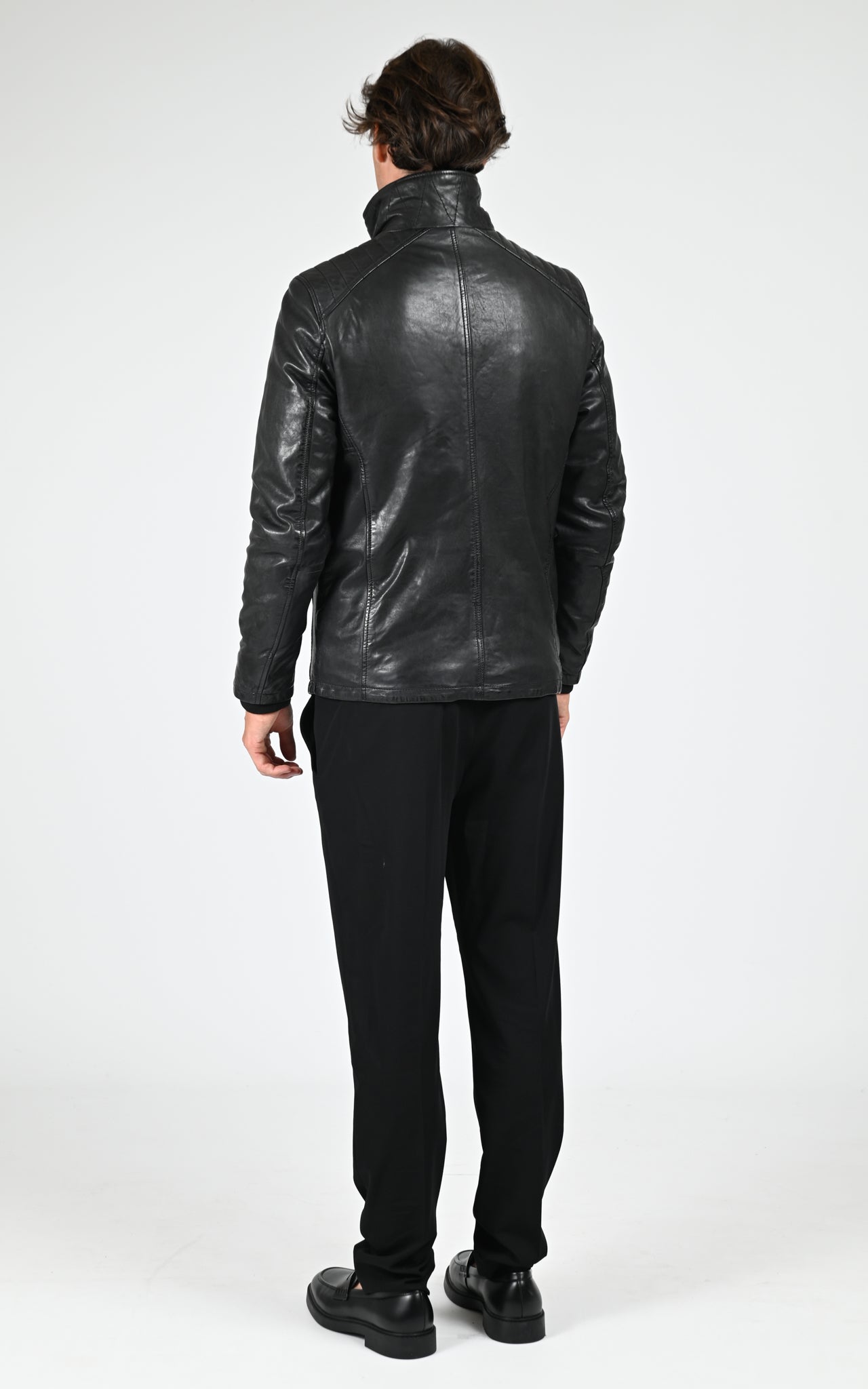 Veste chaude cuir Crowell noir