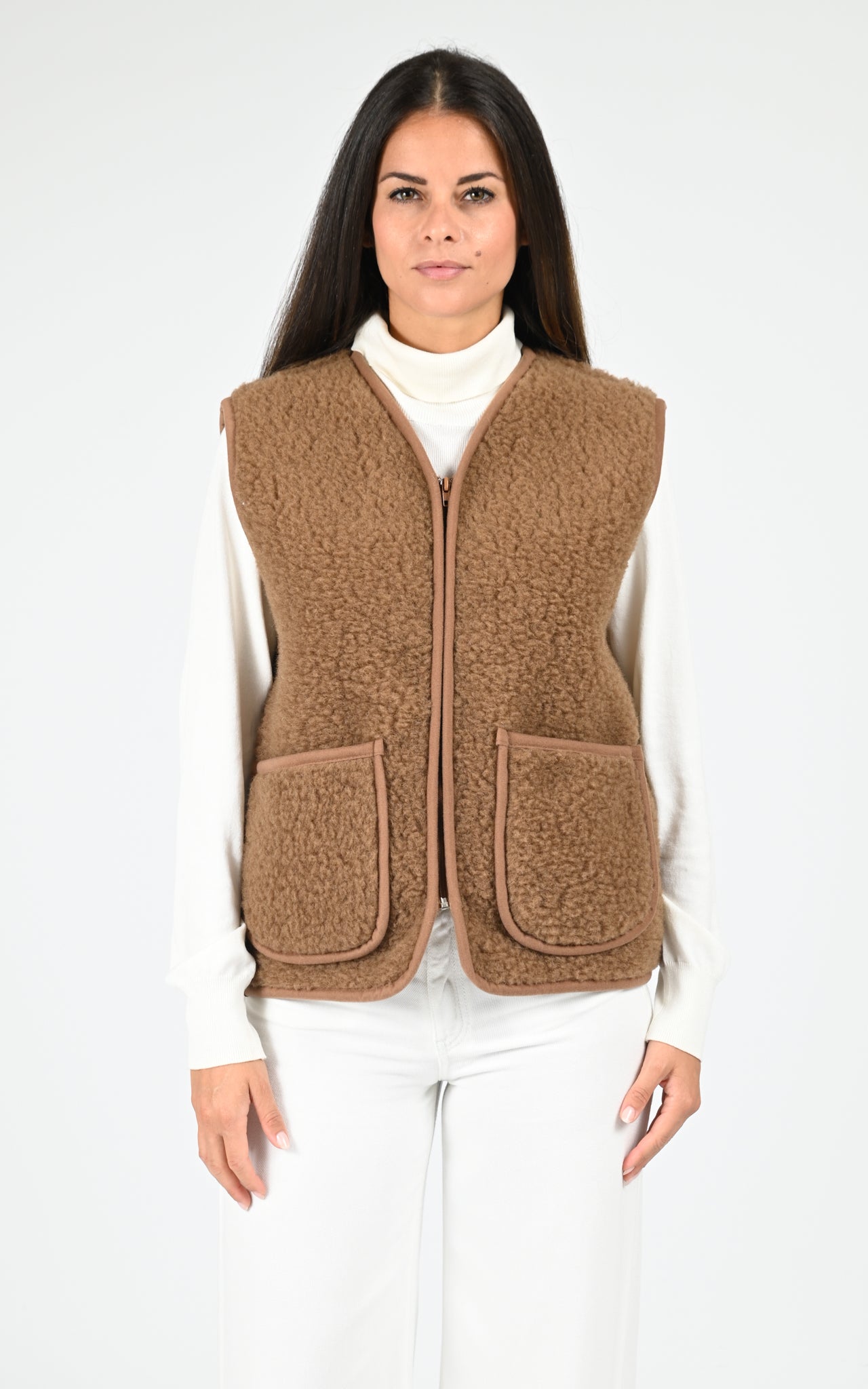 Gilet Femme Sans Manches En Fausse Laine Mouton – Chaud Et Décontracté Pour L'hiver, Style Campagnard