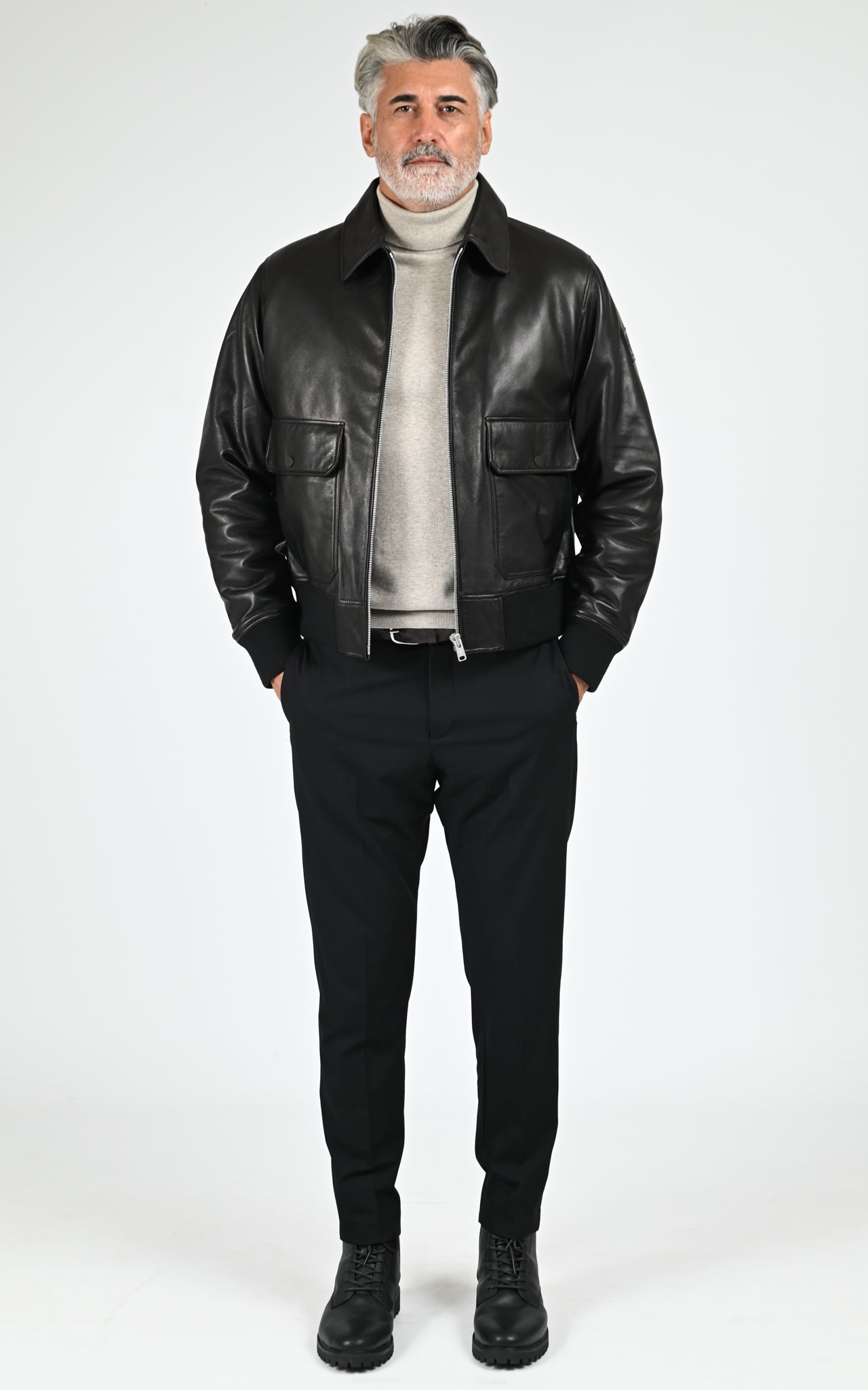 Blouson chaud cuir Pilot Jacket noir
