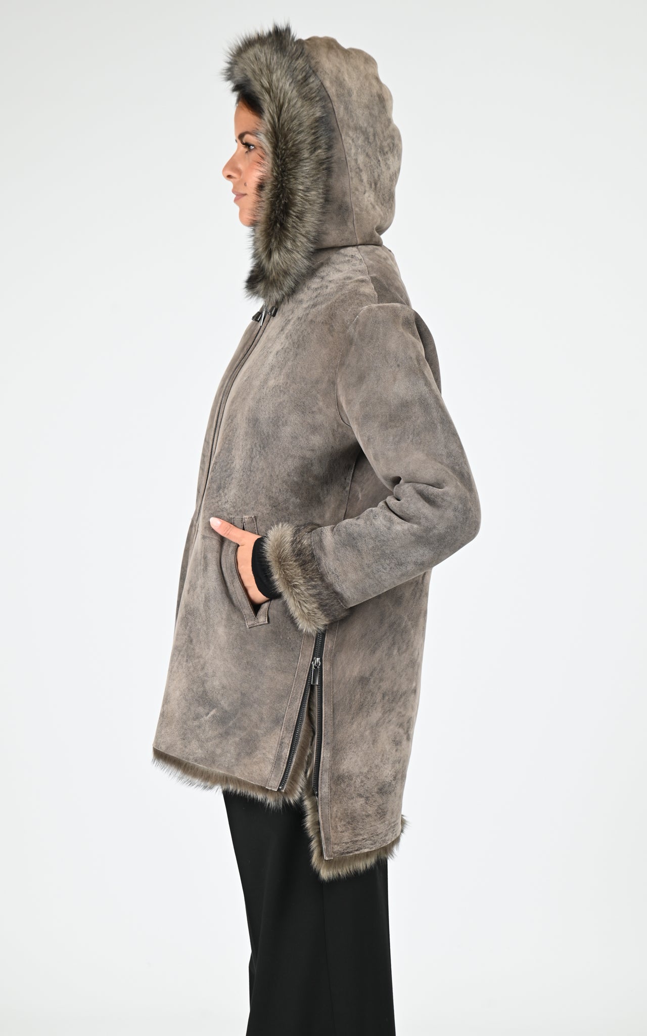 Veste agneau de Toscane Eden taupe 3