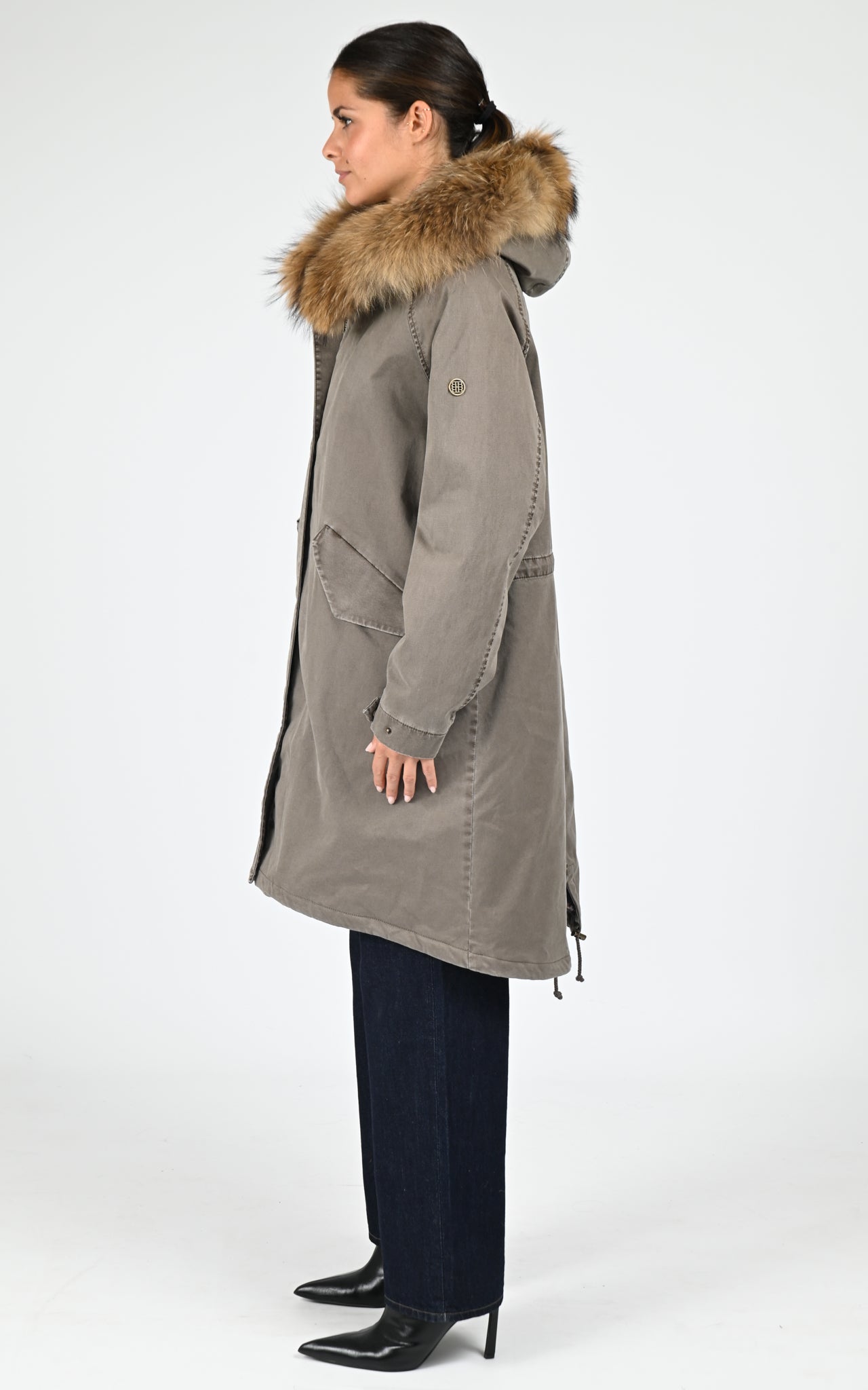 Parka longue toile army Emma kaki 3