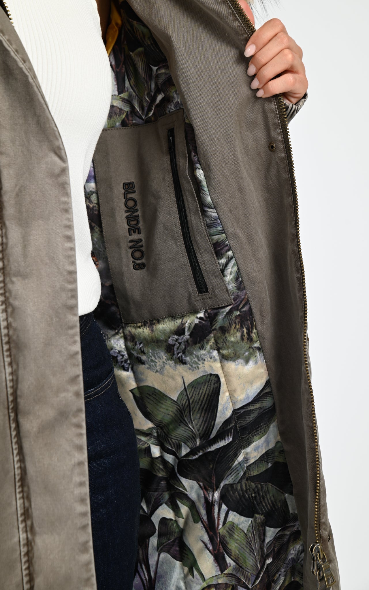 Parka longue toile army Emma kaki 5