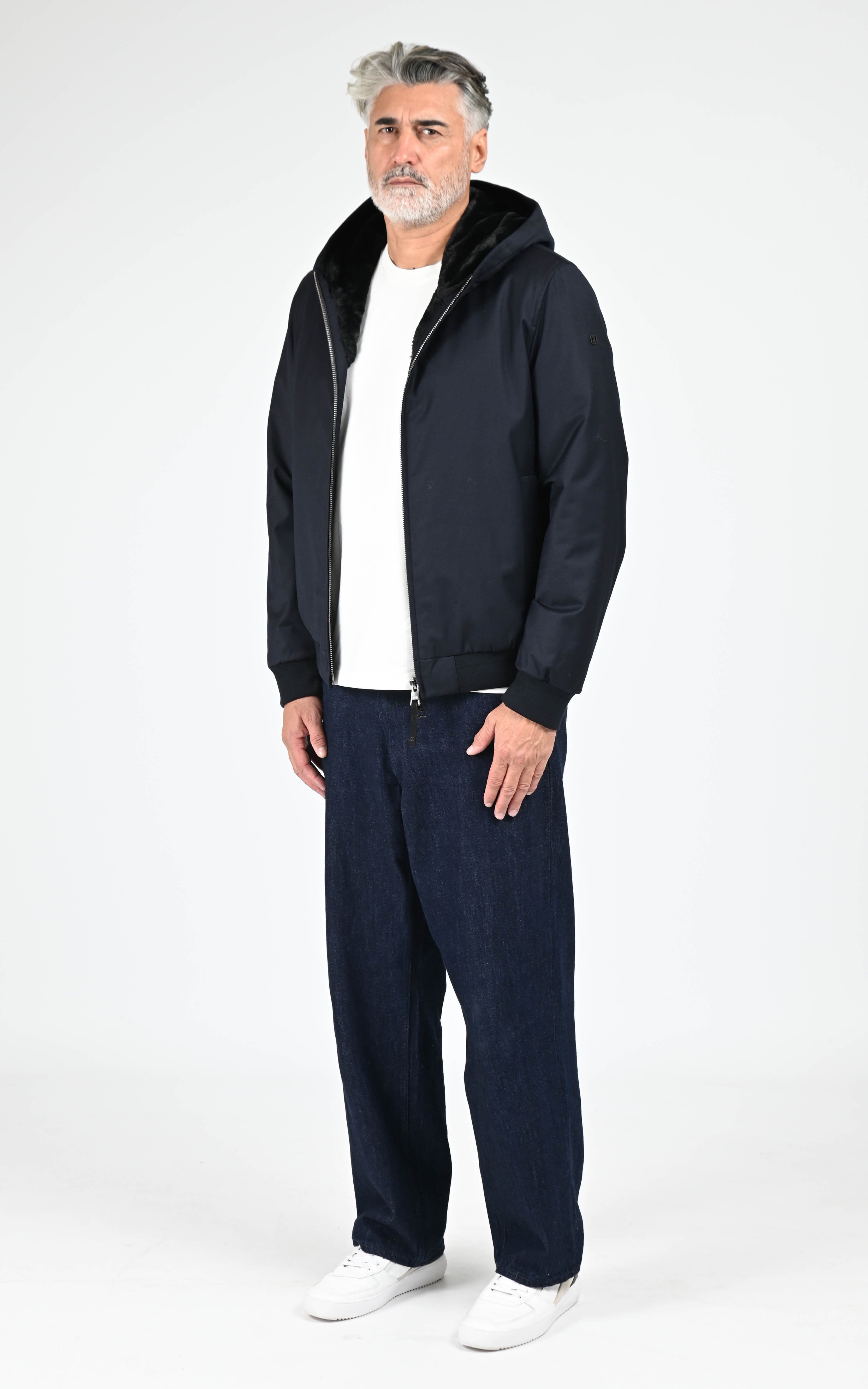 Veste à capuche laine Vigo bleu marine